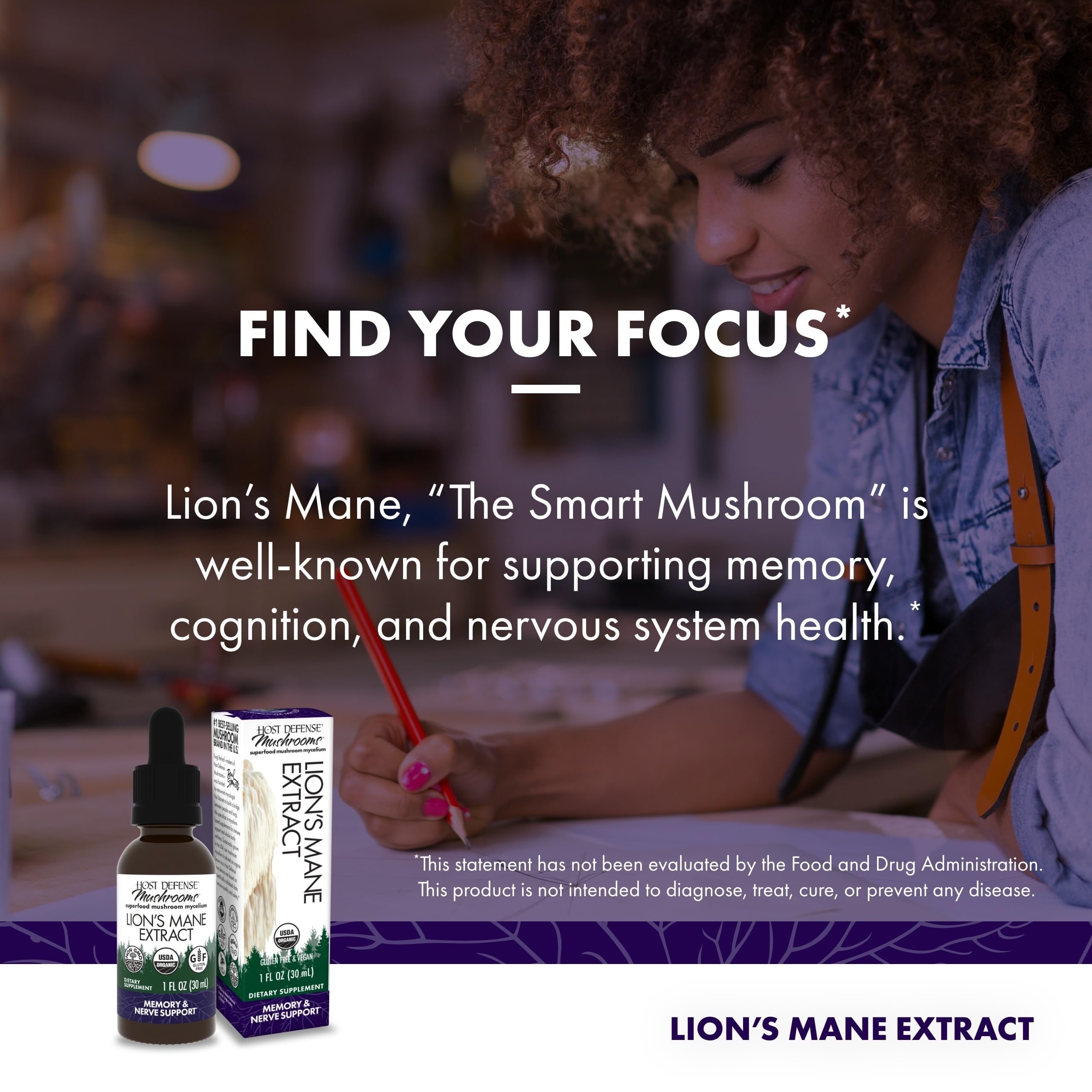 Host Defense Mushrooms Lion's Mane Extract – Brain Health & Focus Support (1 fl oz)