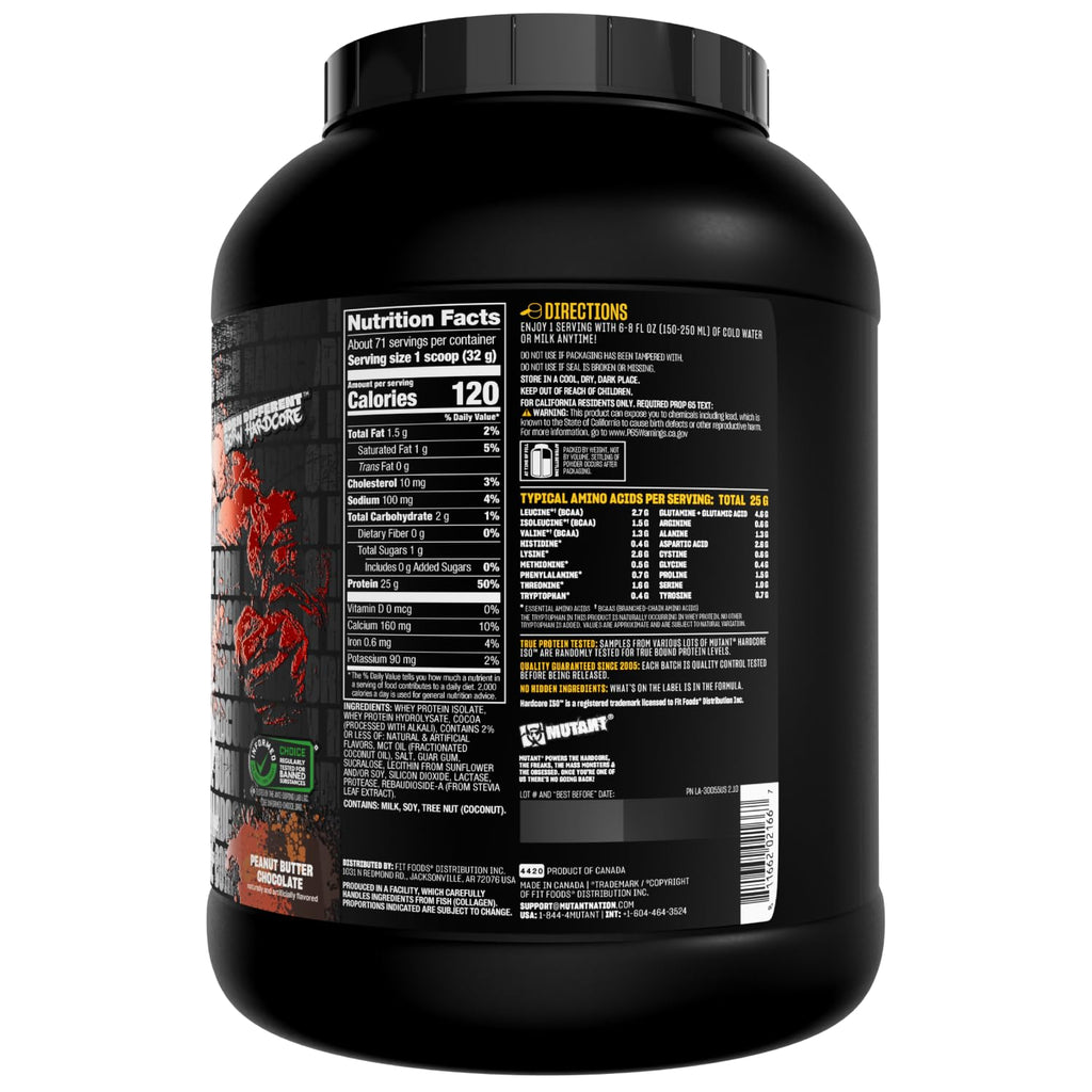 Mutant Harcode ISO Whey Protein Isolate Powder – 5 lb Peanut Butter Chocolate | Fast Absorption & 25g Protein Per Scoop