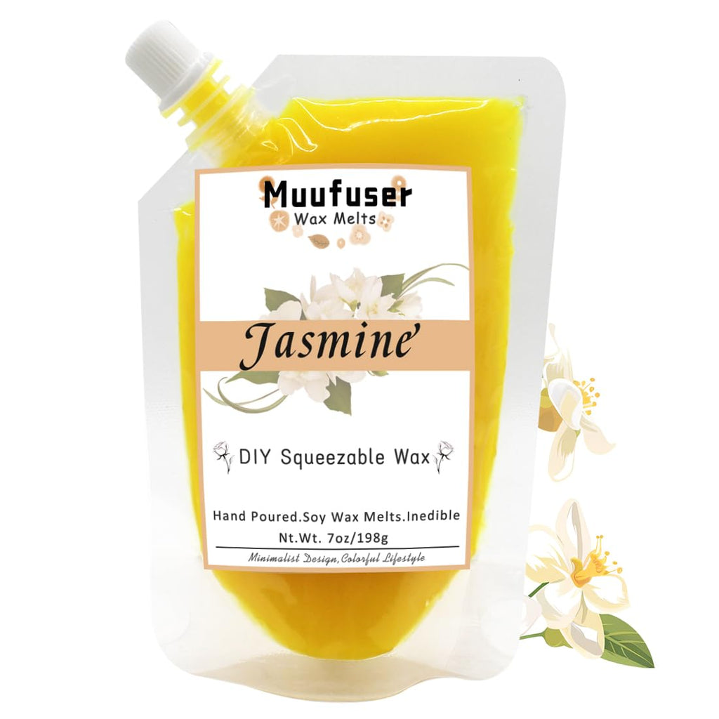Muufuuser DIY Squeezable Soy Wax Candle — 7 oz, 55h Burn, 3 Scents (Jasmine, Rose, English Pear & Freesia)