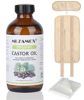 MUZAMOX Castor Oil Pack Set – 8oz Glass Bottle, Organic Cold-Pressed Oil Included