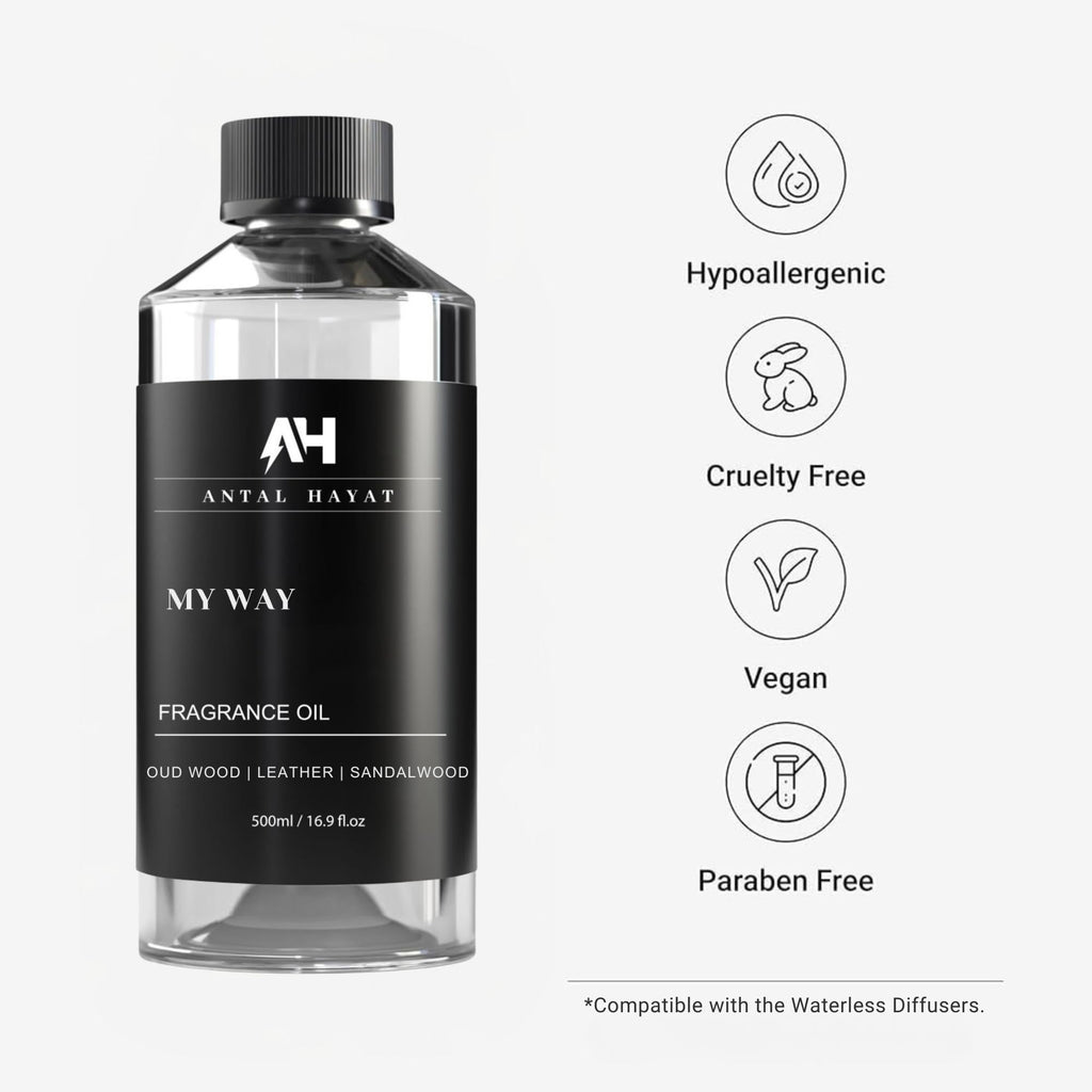 My Way 500mL Essential Oil Scent – Luxury Hotel-Inspired Aromatherapy (Sandalwood, Cedar, Iris)