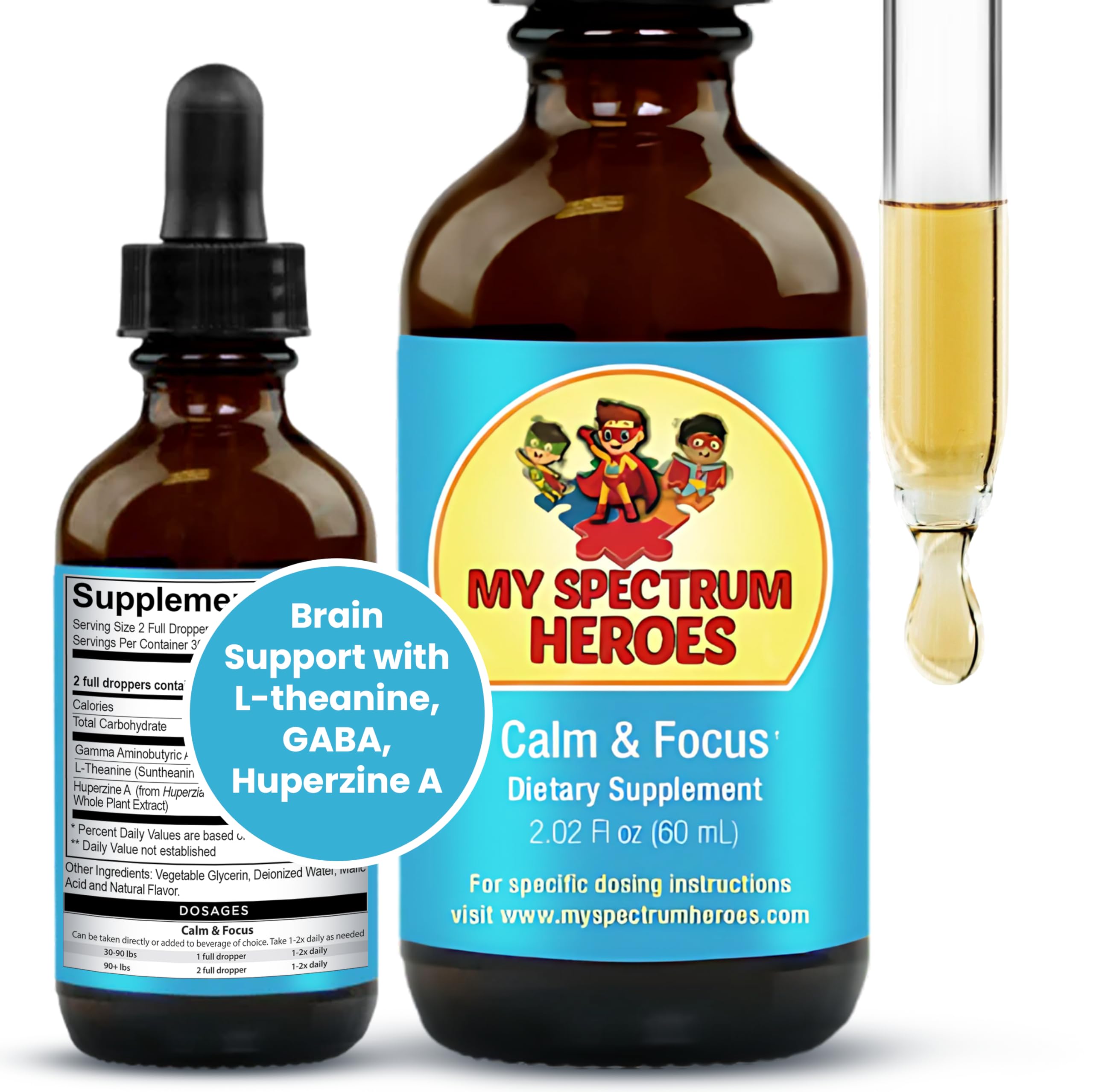Calm & Focus Drops – Brain Support with L-theanine, GABA | My Spectrum Heroes