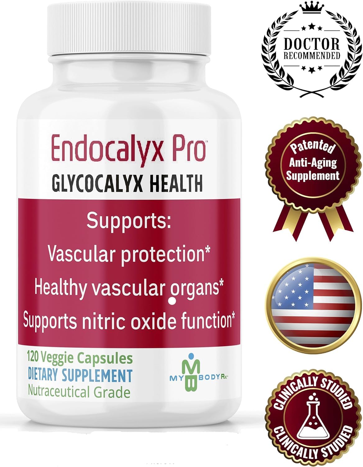 MYBODYRX Endocalyx Pro Supplement – Endothelial Glycocalyx Support, 120 Capsules, Patented Formula for Vascular & Microcirculation Health