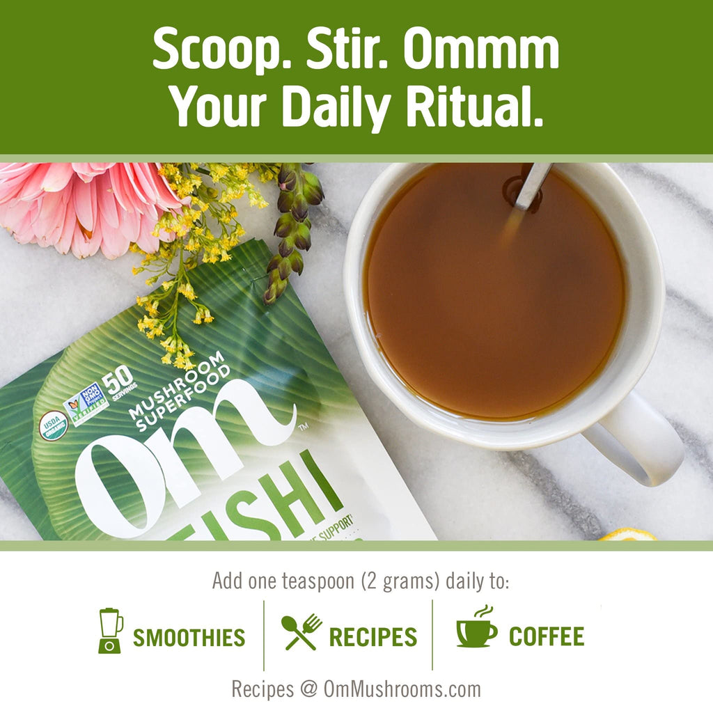 Om Mushroom Reishi Organic Powder – 100 Servings, Stress Relief & Immune Support