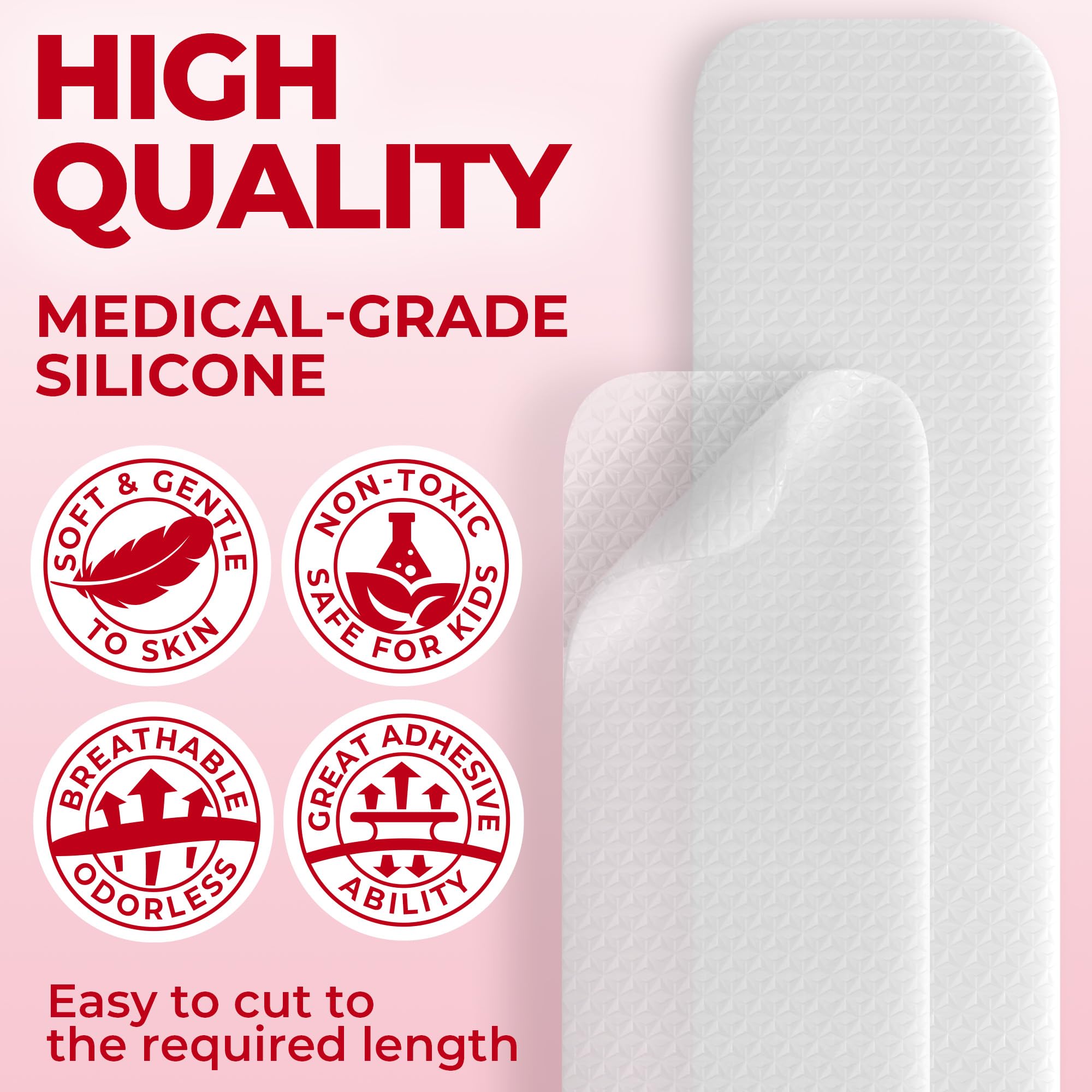 MYHELP Medical Grade Silicone Scar Sheets – Transparent 6pk (7in x 1.6in) for C-Section Scars