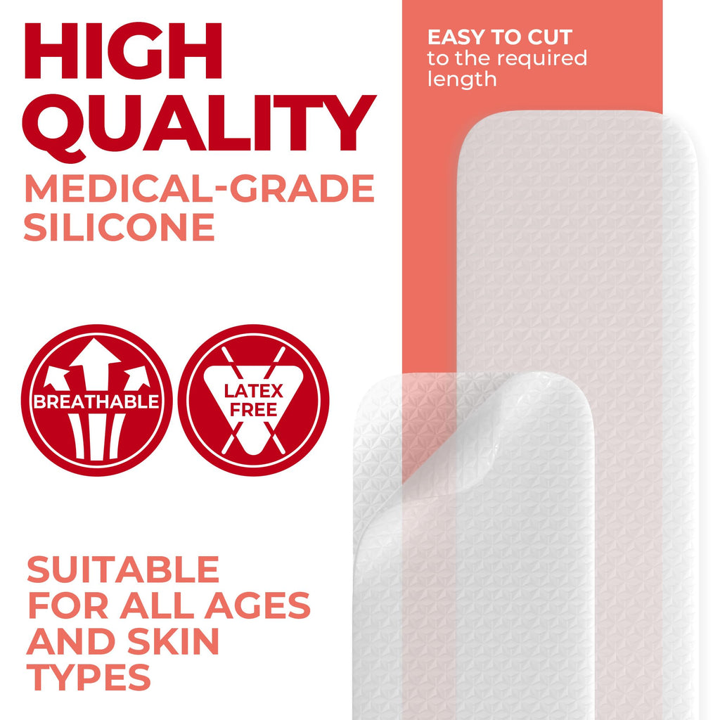 MYHELP Medical Grade Silicone Scar Sheets – Transparent 6pk (7in x 1.6in) for C-Section Scars