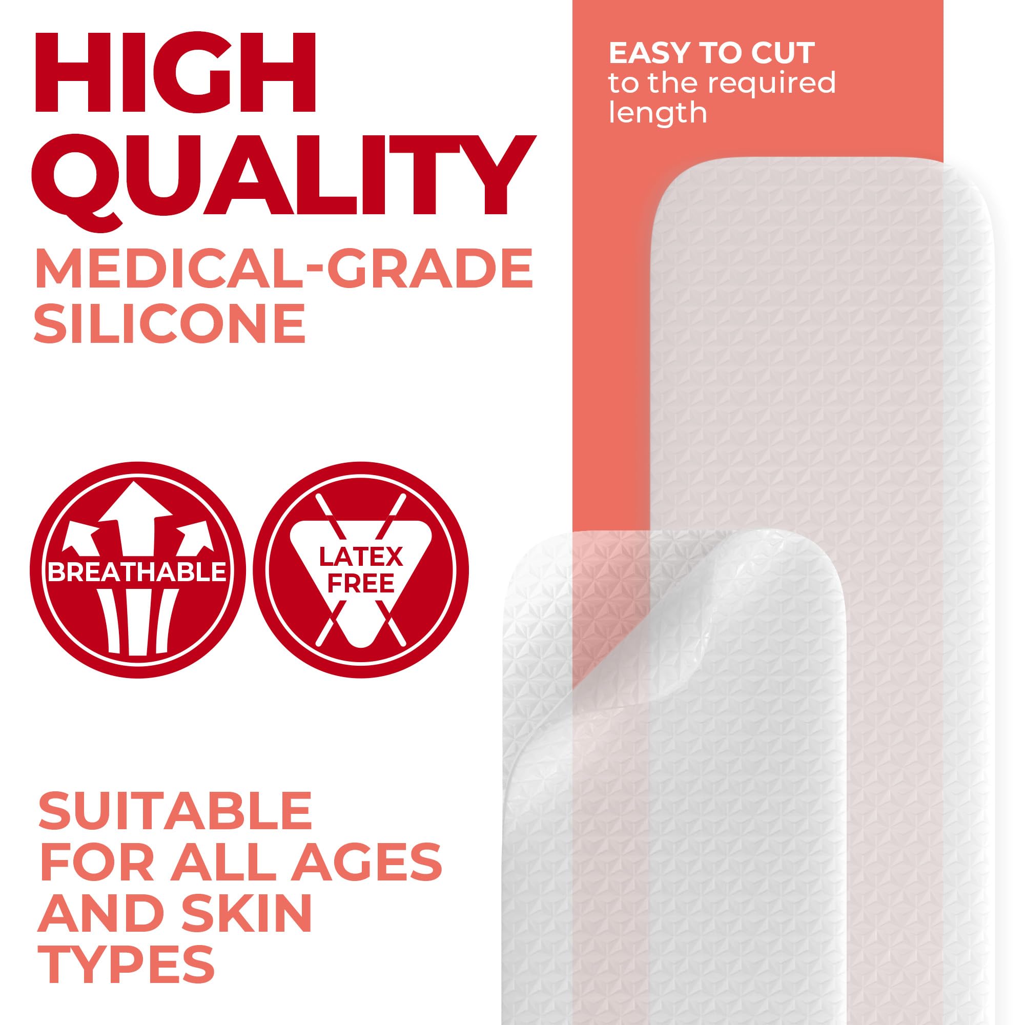 MYHELP Medical Grade Silicone Scar Sheets – Transparent 6pk (7in x 1.6in) for C-Section Scars