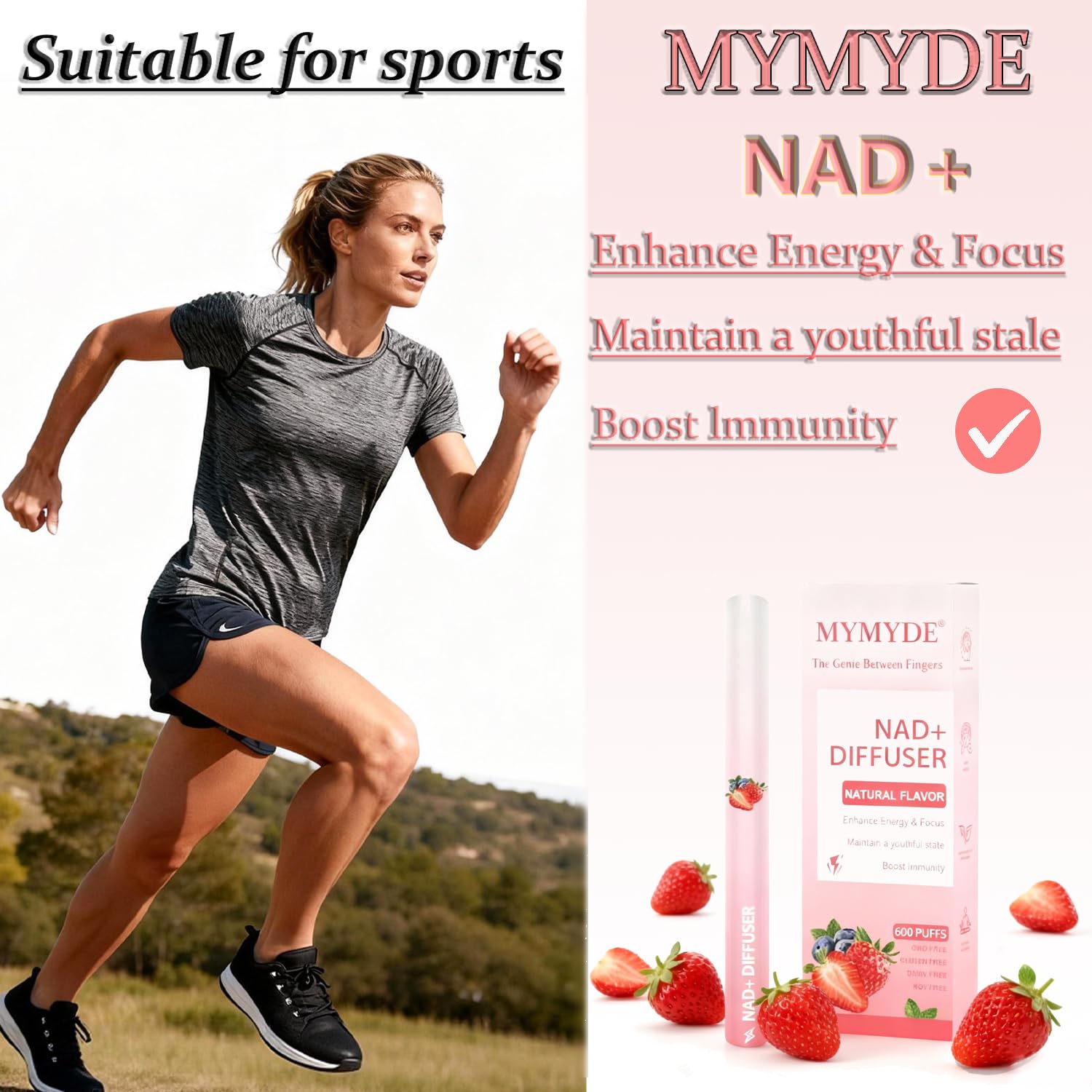 MYMYDE Herbal Diffuser Pen - Strawberry Mint Extract | Herbal Aromatherapy Stick