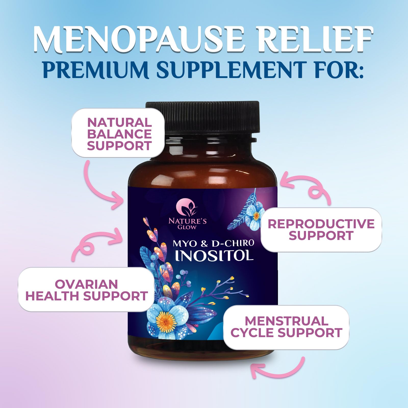 Myo-Inositol & D-Chiro Inositol 1025mg - 40:1 Ovarian Support (Vegan, Non-GMO) 120 Capsules