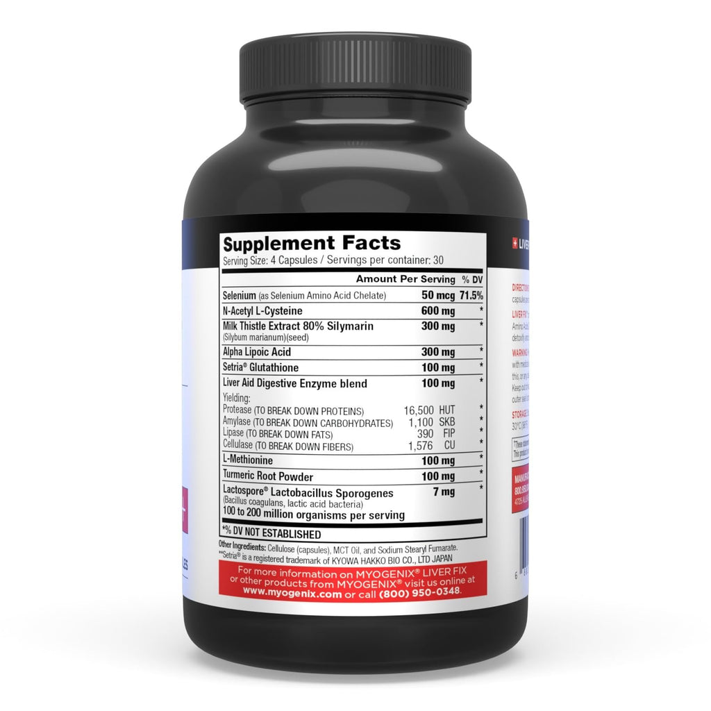 Myogenix Liver Fix – Professional Liver Detox Formula for Digestion & Fat Metabolism | 120 Capsules
