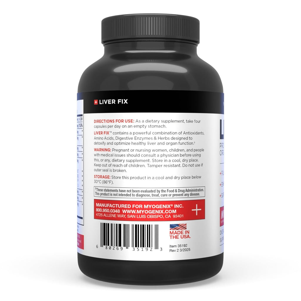 Myogenix Liver Fix – Professional Liver Detox Formula for Digestion & Fat Metabolism | 120 Capsules