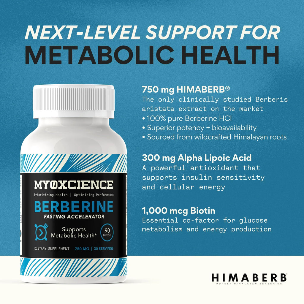 MYOXCIENCE Berberine Fasting Accelerator | Himaberb Berberine HCl + ALA & Biotin - 90 Capsules