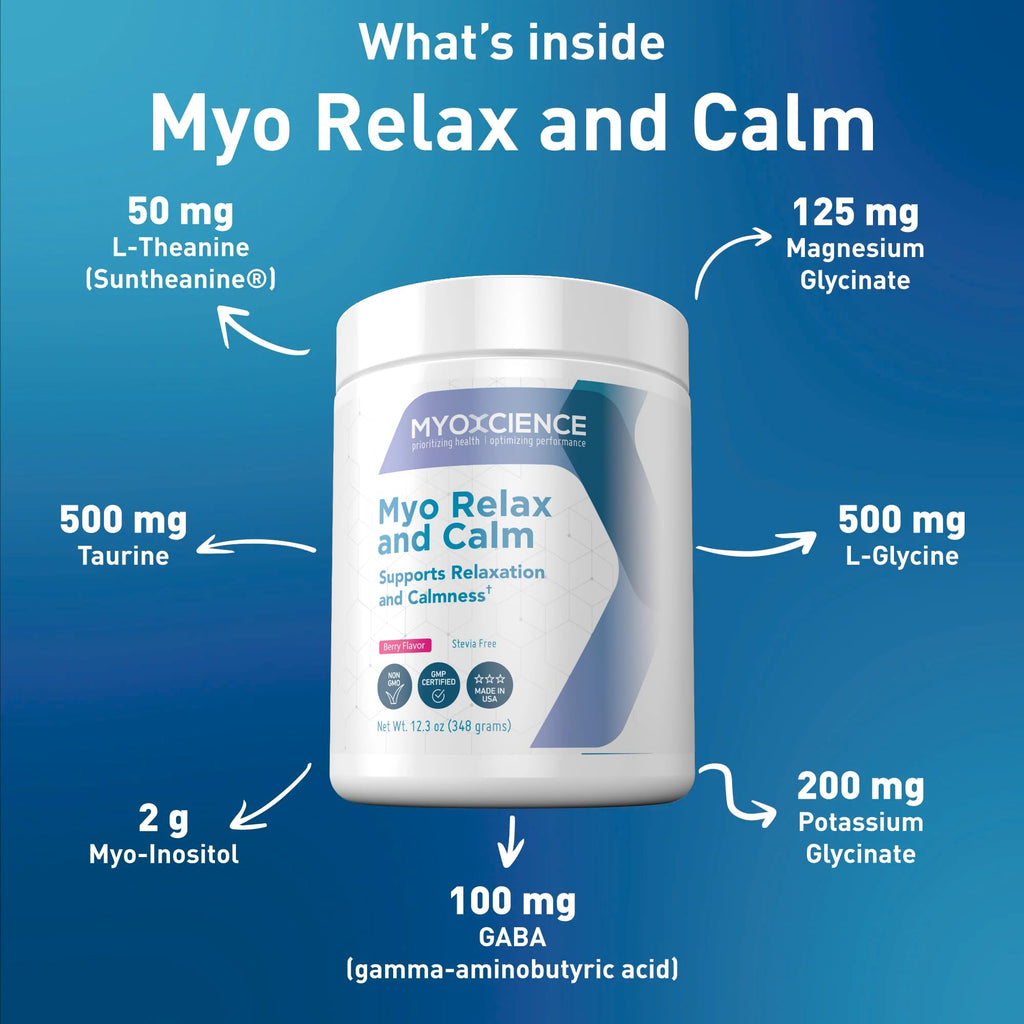 MYOXCIENCE Myo Relax & Calm | Sleep & Mood Support with Myo-Inositol, L-Theanine, Taurine, Magnesium & GABA | Berry Flavor | 60 Servings