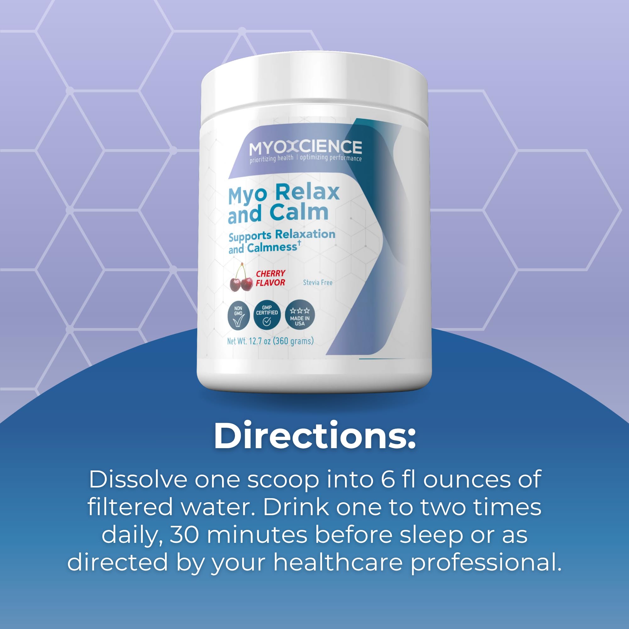 MYOXCIENCE Myo Relax and Calm | Myo-Inositol, L-Theanine, Taurine, Magnesium & GABA | Sleep, Neurotransmitter & Hormone Support (Cherry, 60 Servings)