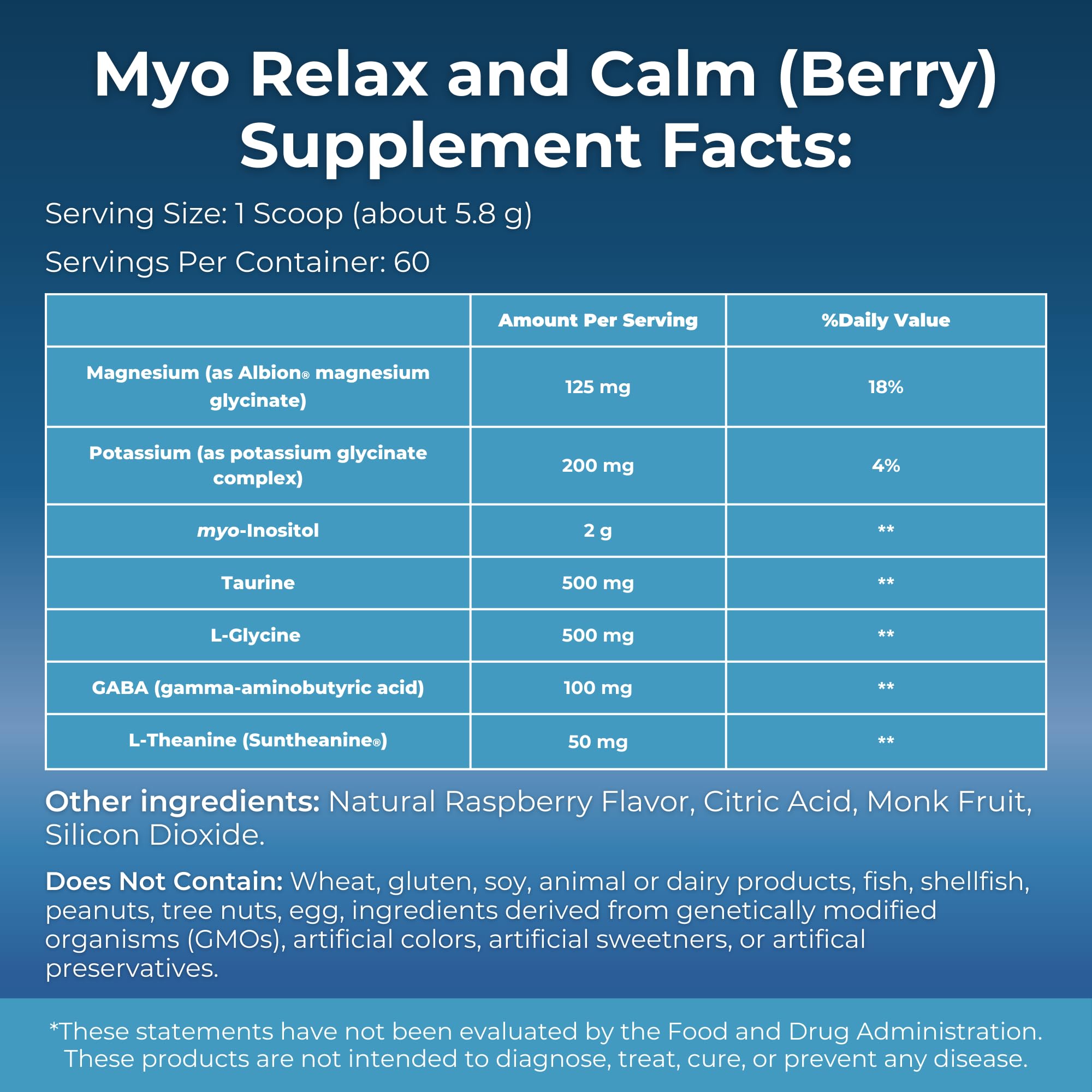MYOXCIENCE Myo Relax & Calm | Sleep & Mood Support with Myo-Inositol, L-Theanine, Taurine, Magnesium & GABA | Berry Flavor | 60 Servings