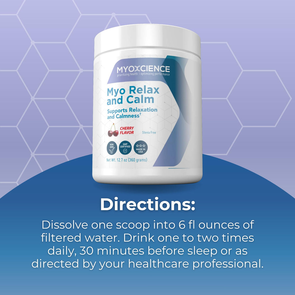 MYOXCIENCE Myo Relax and Calm | Myo-Inositol, L-Theanine, Taurine, Magnesium & GABA | Sleep, Neurotransmitter & Hormone Support (Cherry, 60 Servings)