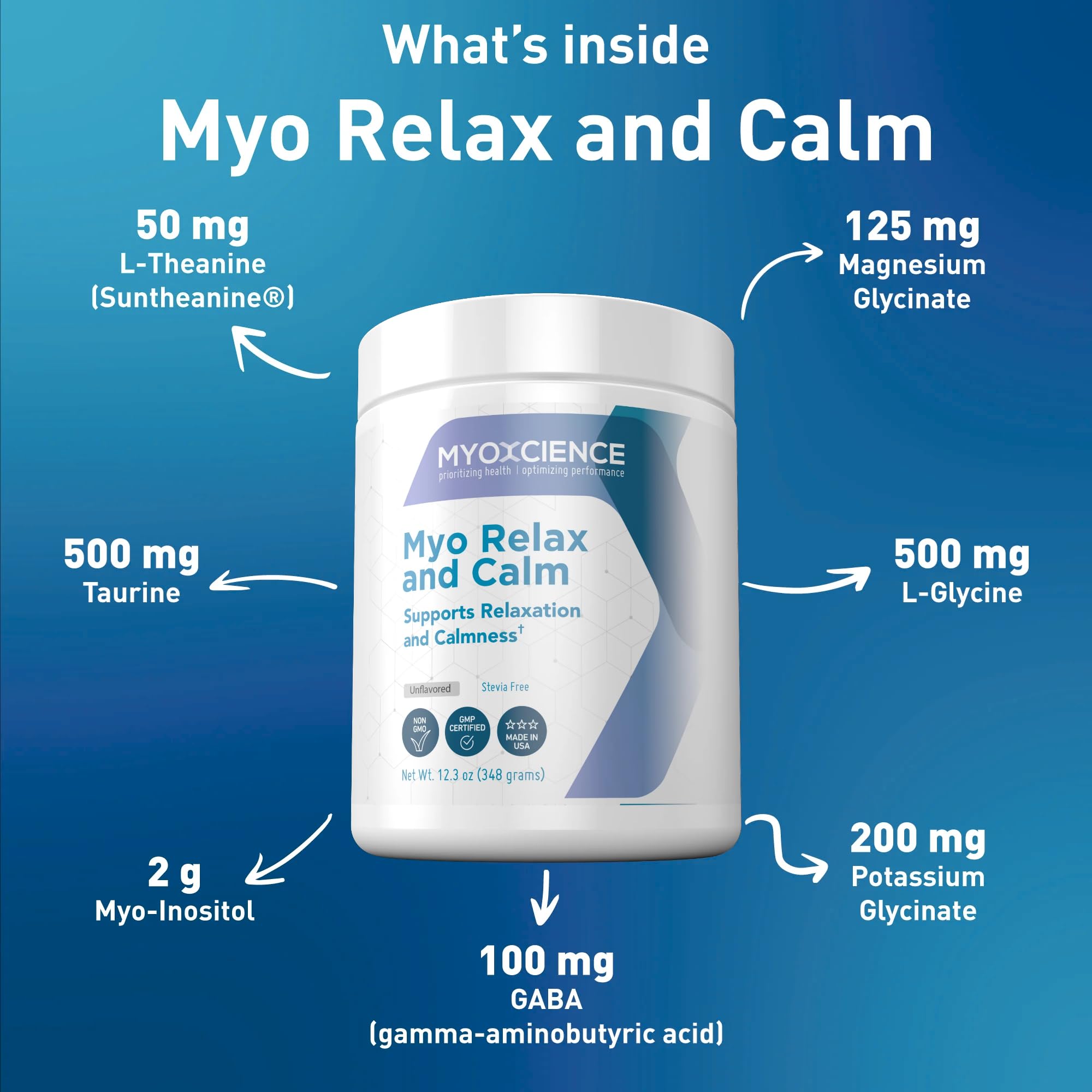MYOXCIENCE Myo Relax & Calm – Sleep & Neurotransmitter Support (Unflavored, 60 Servings)