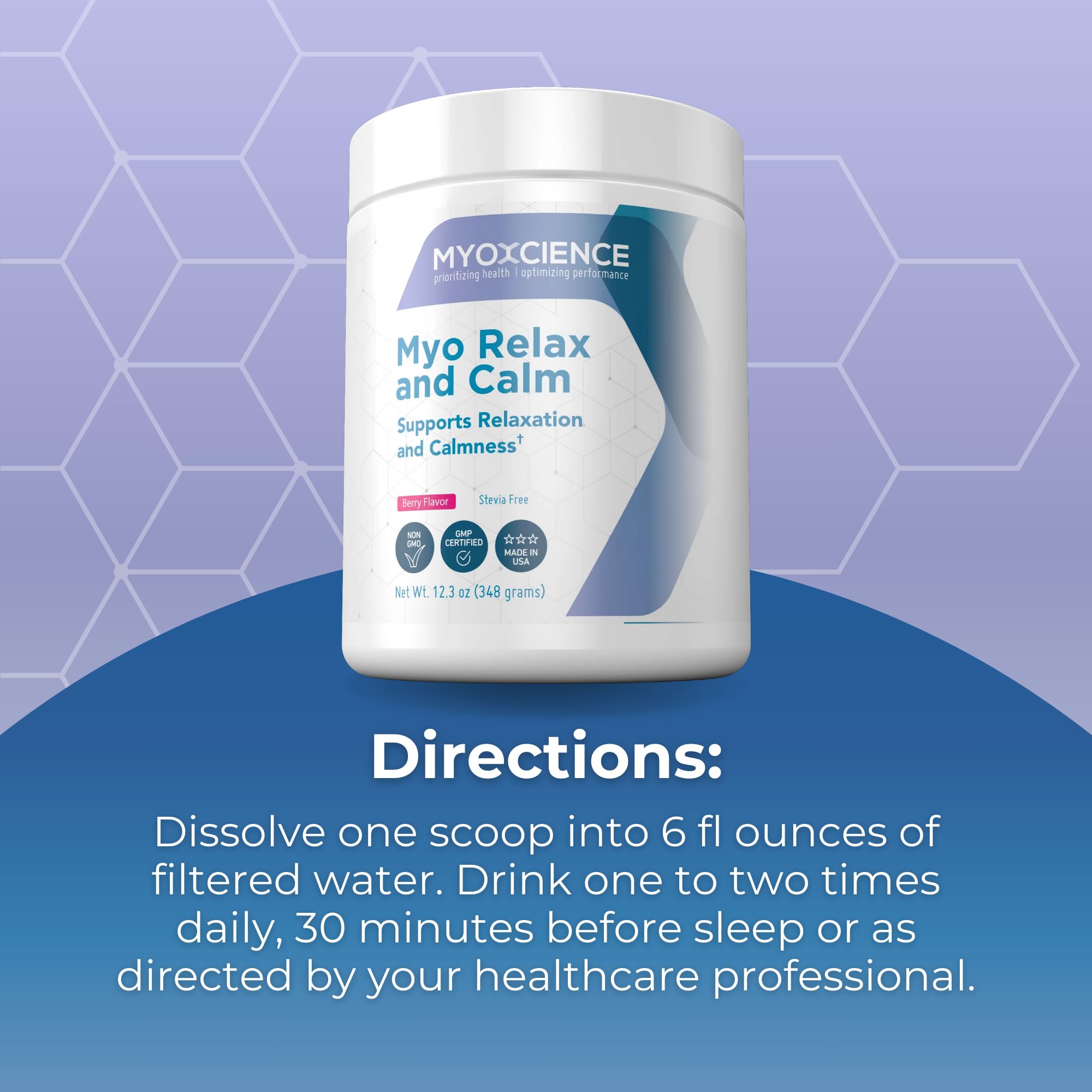 MYOXCIENCE Myo Relax & Calm | Sleep & Mood Support with Myo-Inositol, L-Theanine, Taurine, Magnesium & GABA | Berry Flavor | 60 Servings