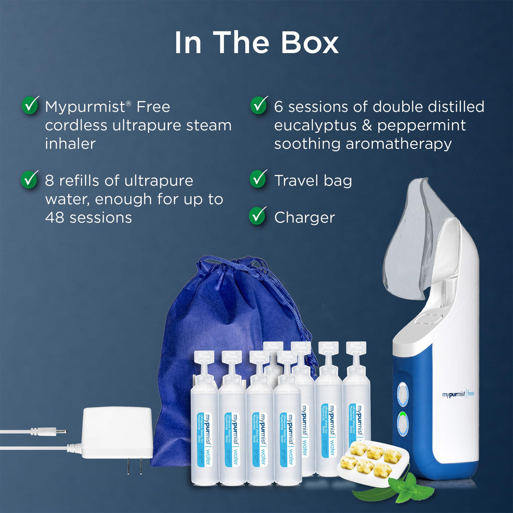 Mypurmist Free Ultrapure Cordless Steam Inhaler – Portable Personal Steam, Humidifier & Vaporizer