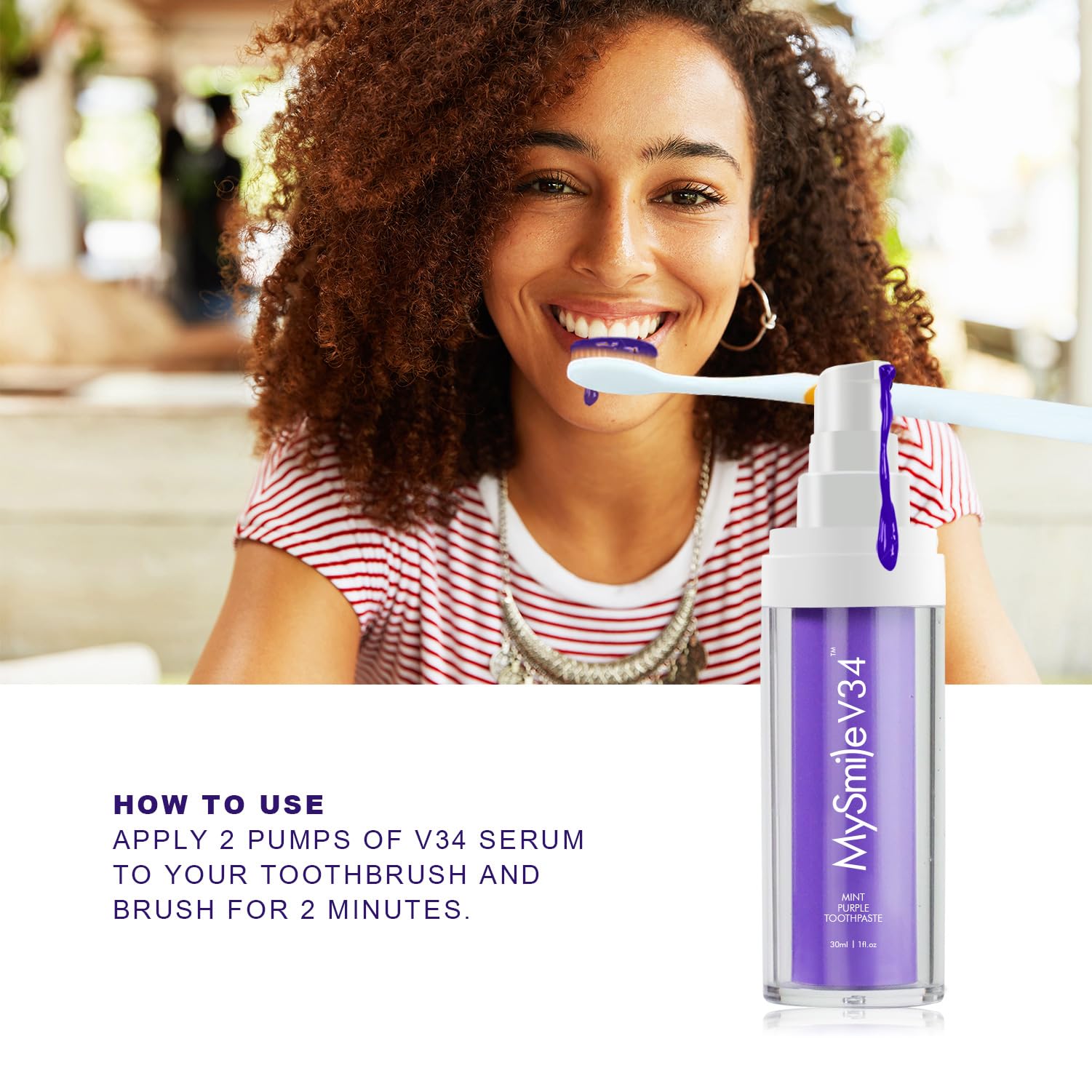 MySmile Purple Toothpaste - Color Correction & Brightening (30ML) | Non-Sensitive, Fresh Mint