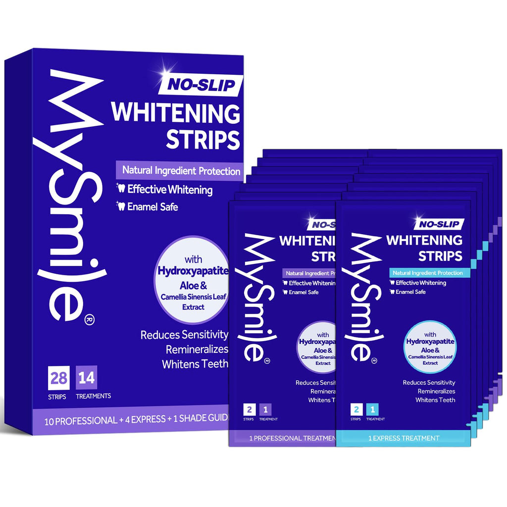 MySmile Teeth Whitening Strips - Hydroxyapatite-Infuse, Enamel-Safe, Non-Slip 14 Treatments Kit (28 Count)