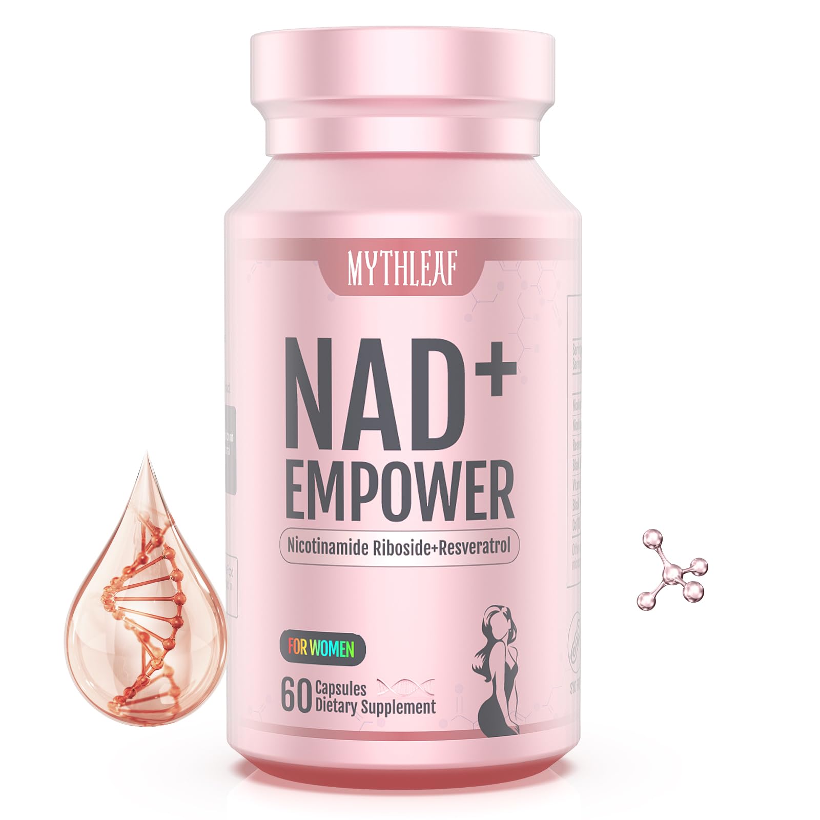 MythLeaf Exclusive NAD+ Supplement for Women,NMN Alternative with Resveratrol, CoQ10,Black Cohosh, Vitamin E for Cellular Health,Enhance Energy, Balance Mood, 60 Capsules,30 Day Supply