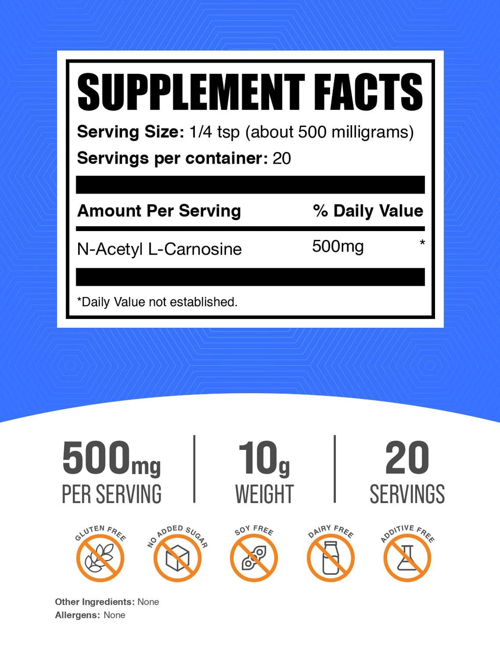N-Acetyl L-Carnosine Powder 500mg - Gluten Free Carnosine Supplement | BulkSupplements