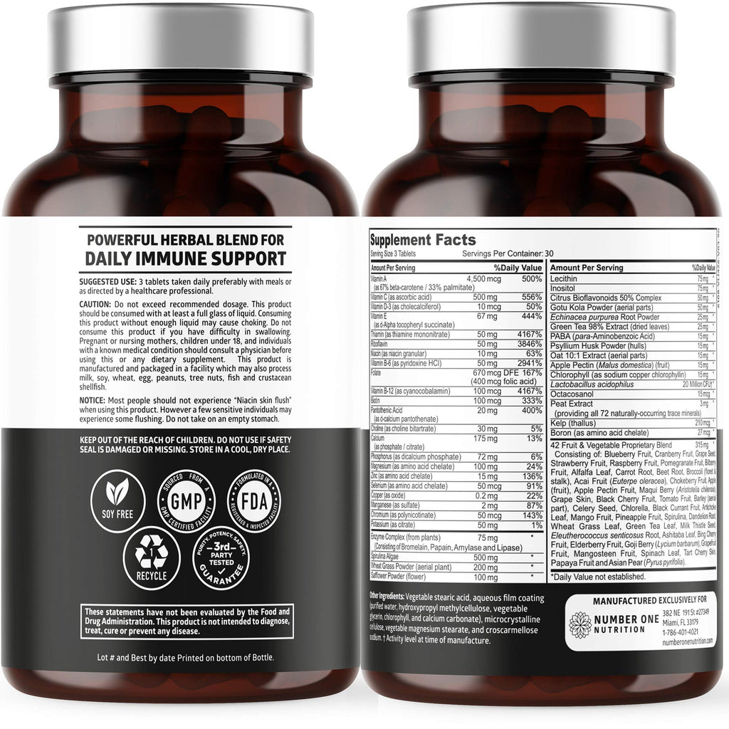 N1N Premium Plant-Based Multivitamin - 42 Ingredients, 90 Tablets