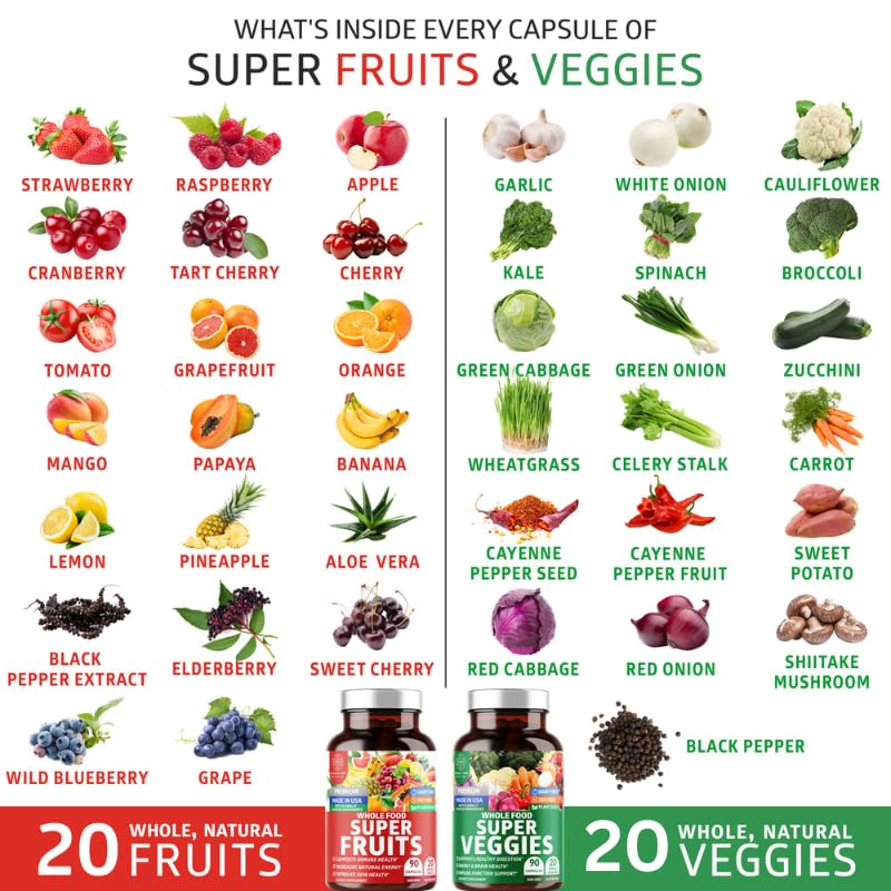 N1N 4-Pack Premium Super Fruits & Veggies, 360 Caps | Whole-Food Vegan