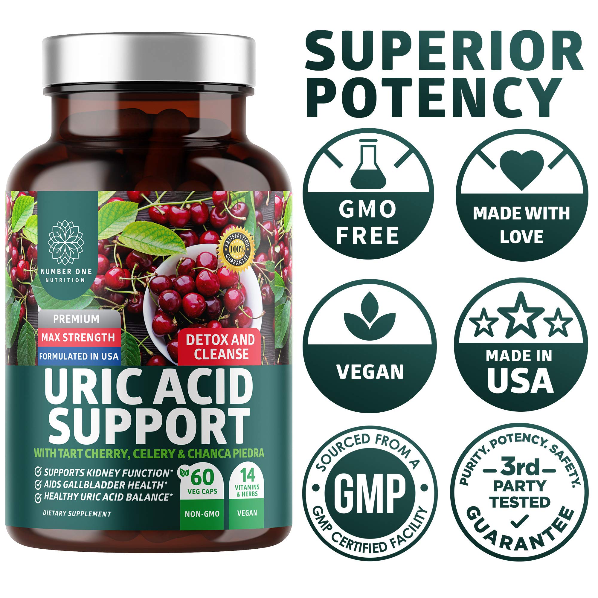 N1N Premium Uric Acid Support Supplement – 14x Potent Herbs, All Natural Kidney & Uric Acid Cleanse