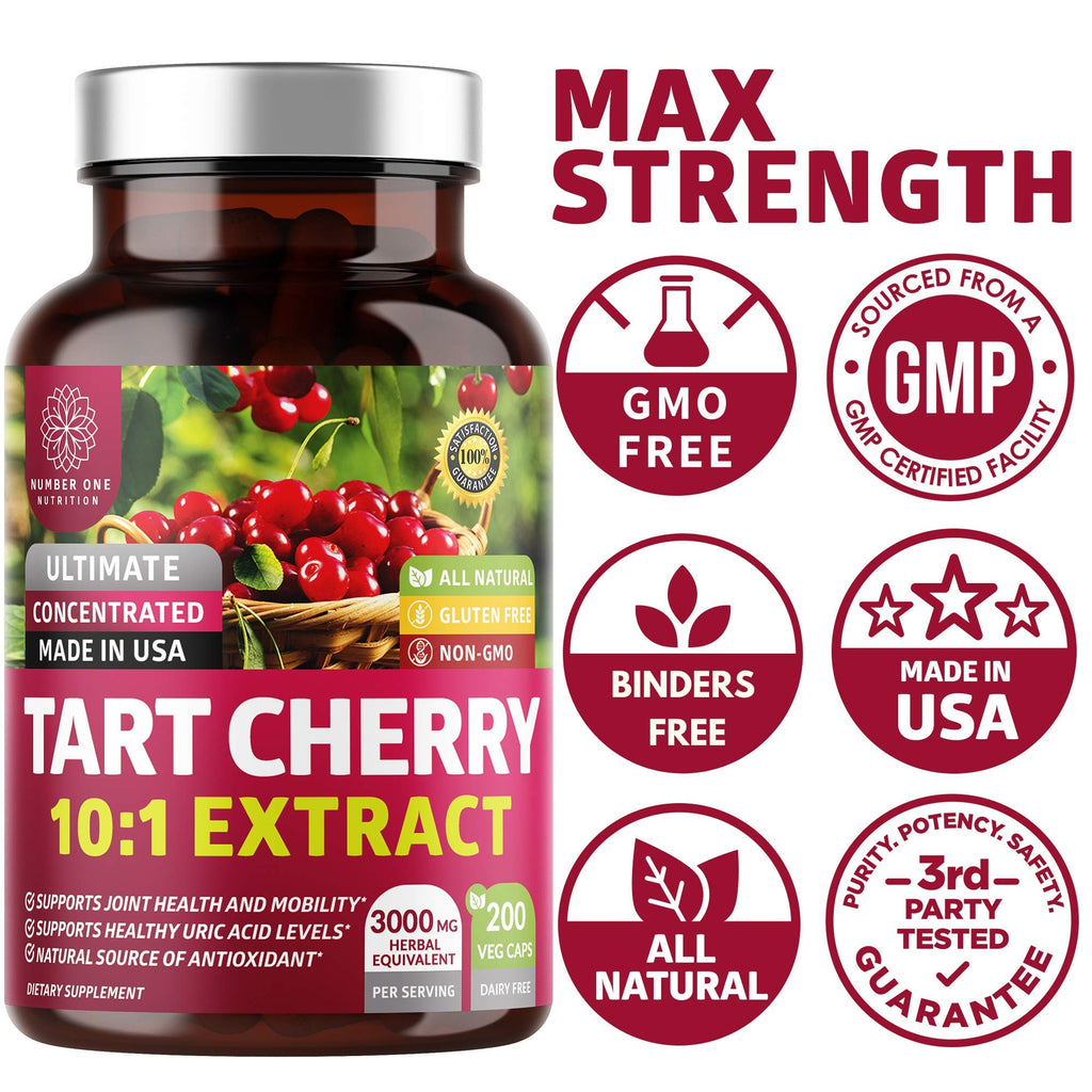 N1N Tart Cherry Extract Capsules – 200 Veg Caps (Pack of 2), 3000 mg