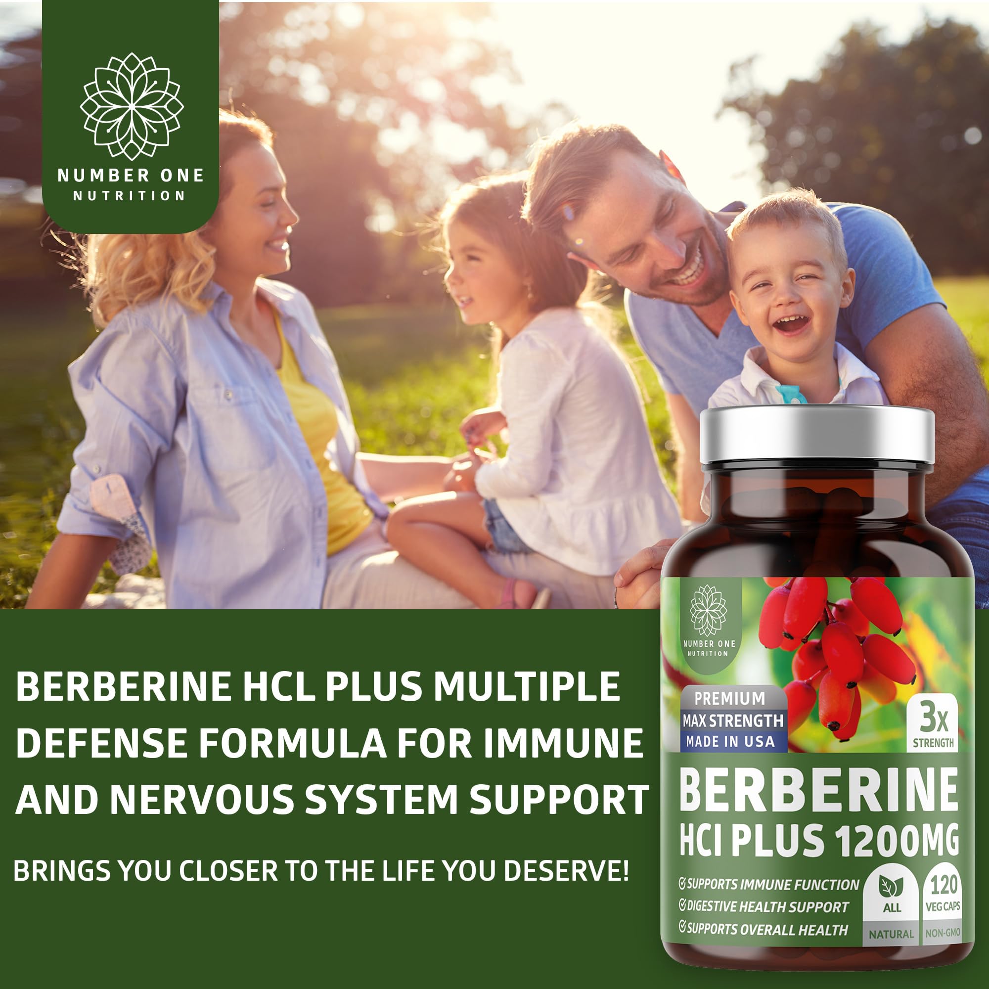 Number One Nutrition N1N Premium Berberine Plus 1200mg - 120 Caps