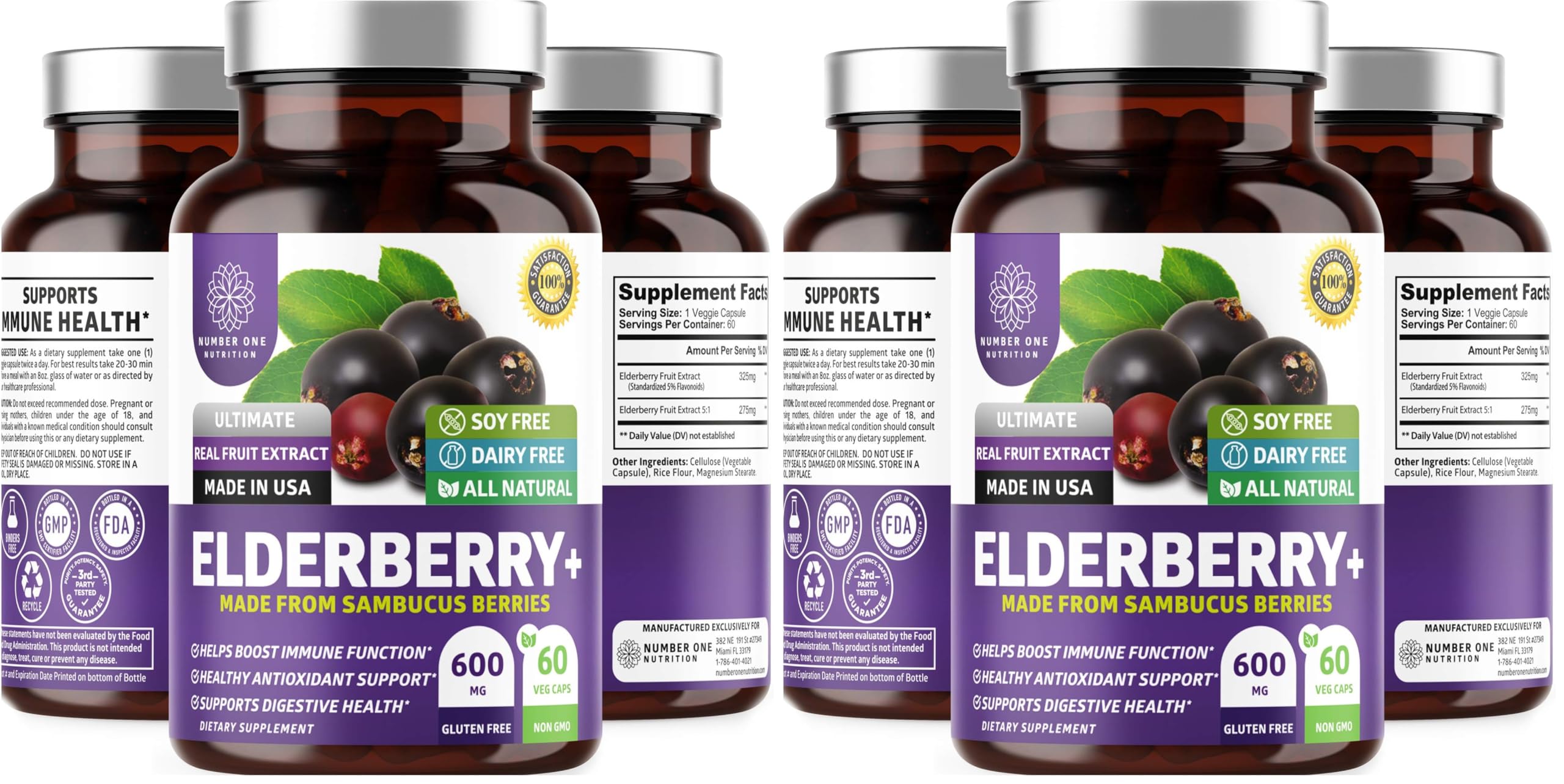 N1N Premium Black Elderberry Capsules – Max Strength for Immunity & Skin Health | 60 Veg Caps (Pack of 2)