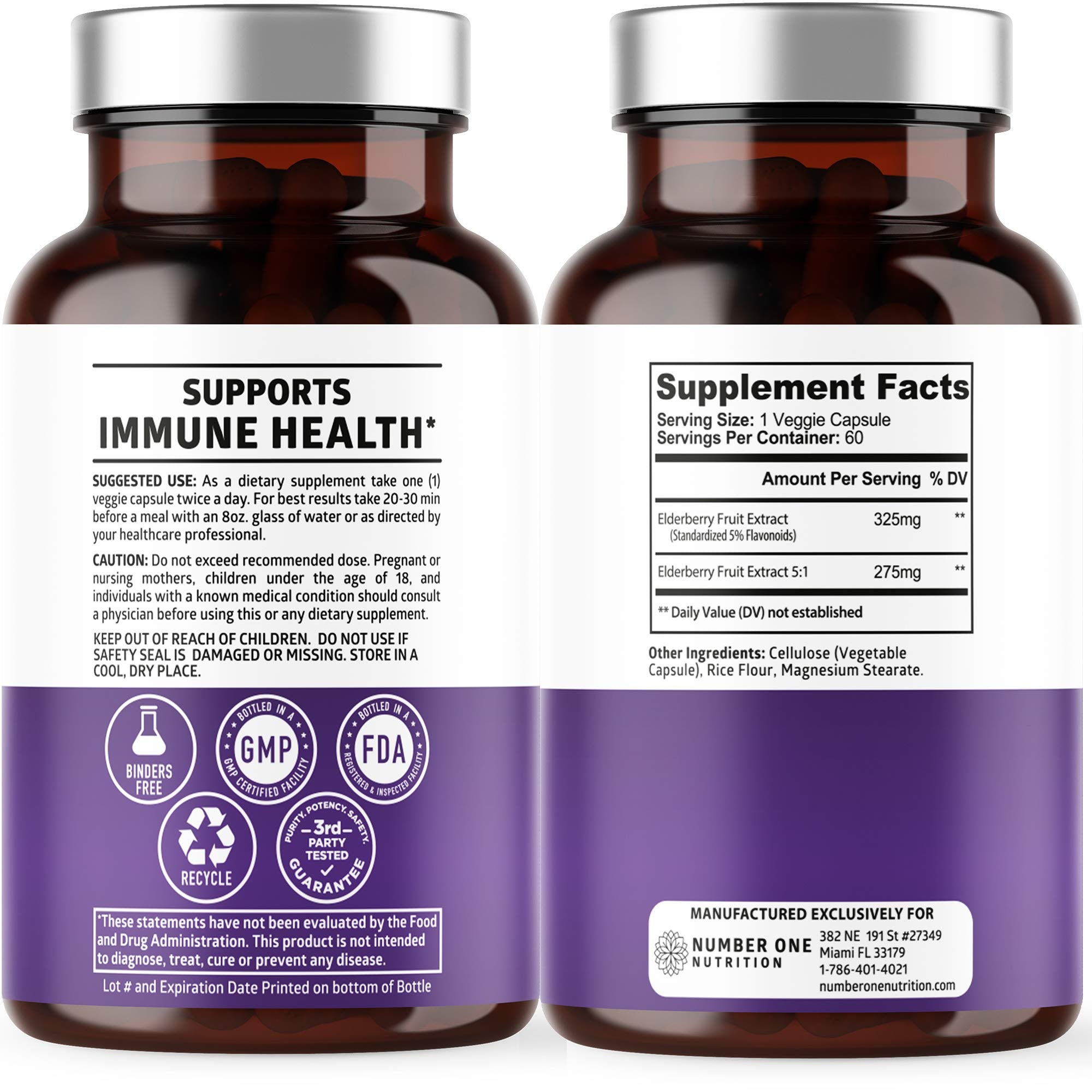 N1N Premium Black Elderberry Capsules – Max Strength for Immunity & Skin Health | 60 Veg Caps (Pack of 2)