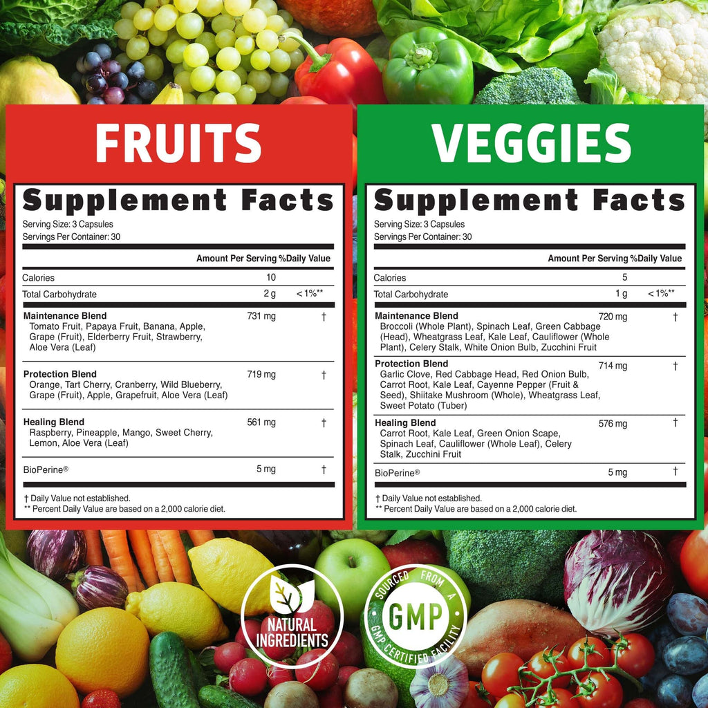 N1N Premium Super Fruits & Veggies Supplement – 180 Caps | Whole Food Nutrition