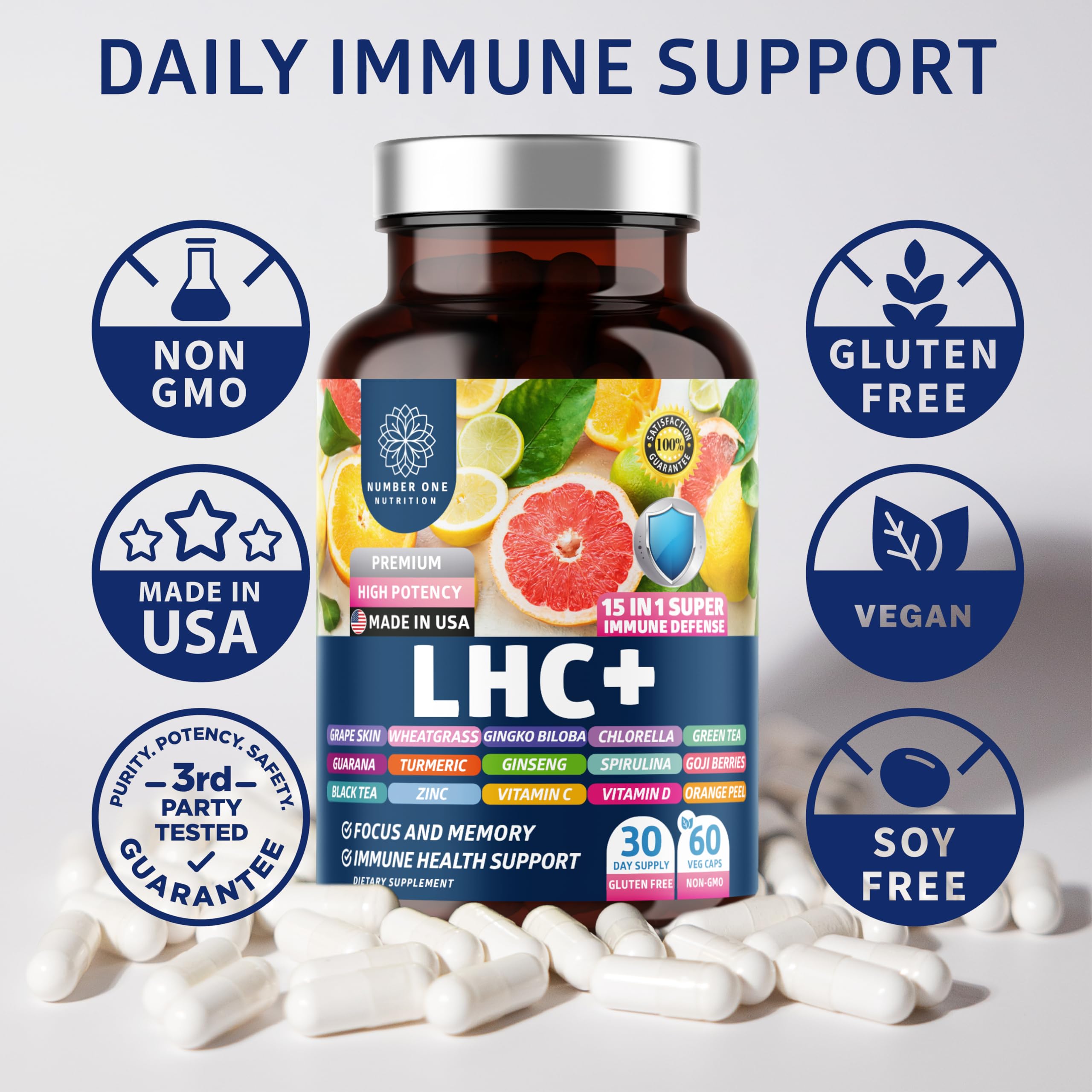 N1N LHC+ 15-in-1 Immune Support Supplement | 60 Veg Caps