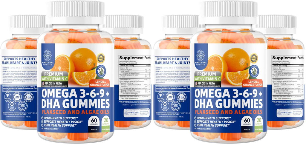N1N Omega 3-6-9 + DHA Gummies (Vegan) – Brain & Immunity Support | Pack of 2
