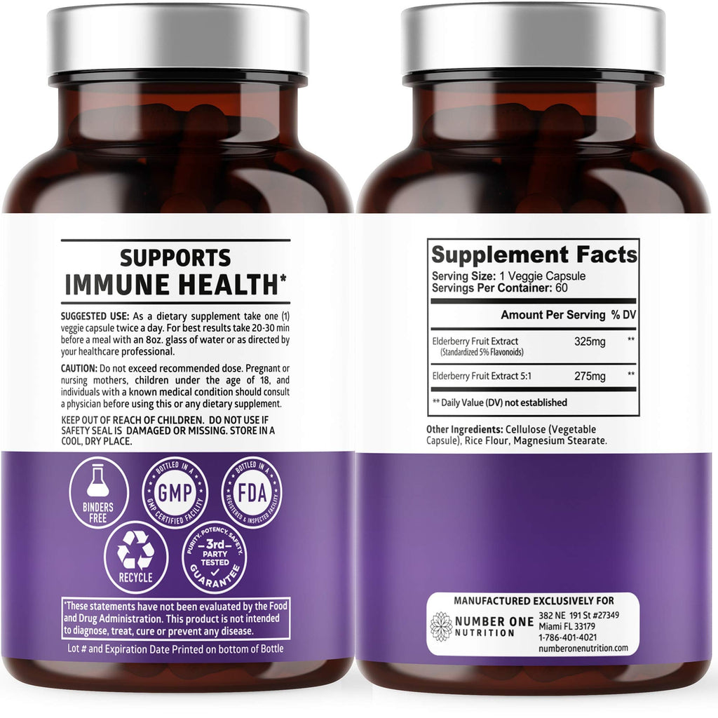 N1N Premium Black Elderberry Capsules for Adults – Max Strength Immunity