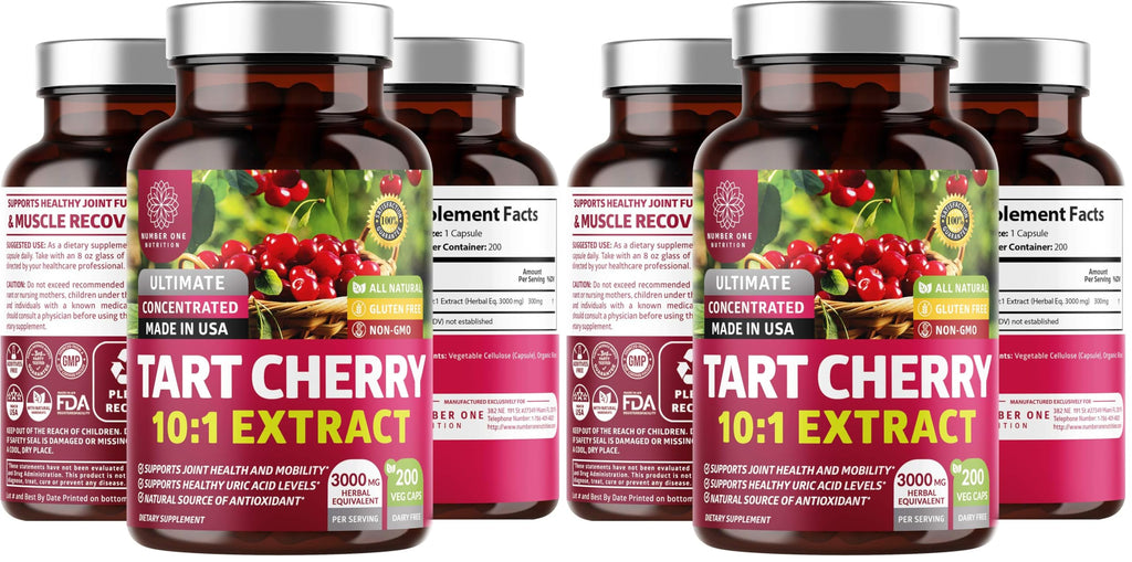 N1N Tart Cherry Extract Capsules – 200 Veg Caps (Pack of 2), 3000 mg