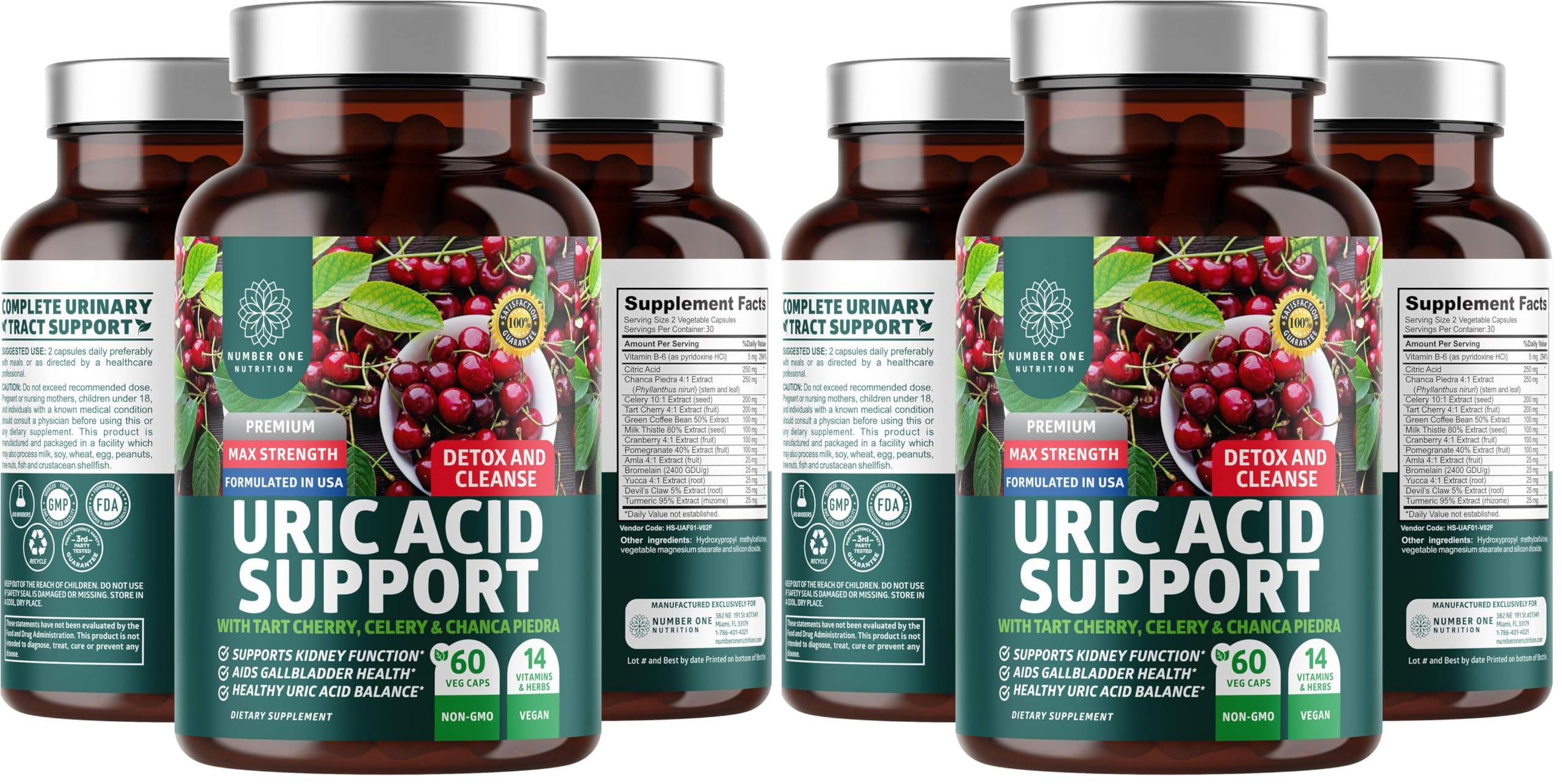 N1N Premium Uric Acid Support – 14x Potent Herbs, All Natural Kidney & Uric Acid Cleanse (Pack of 2)