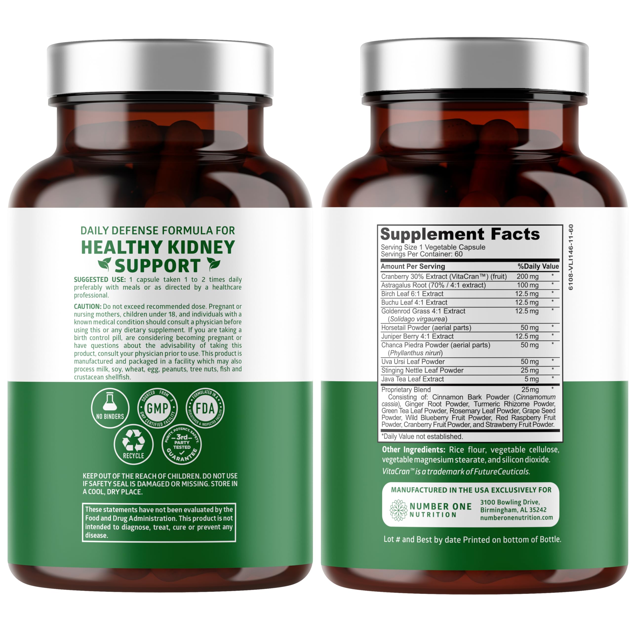 N1N Kidney Cleanse – 21 Herbs with Cranberry & Uva Ursi | 60 Veg Caps