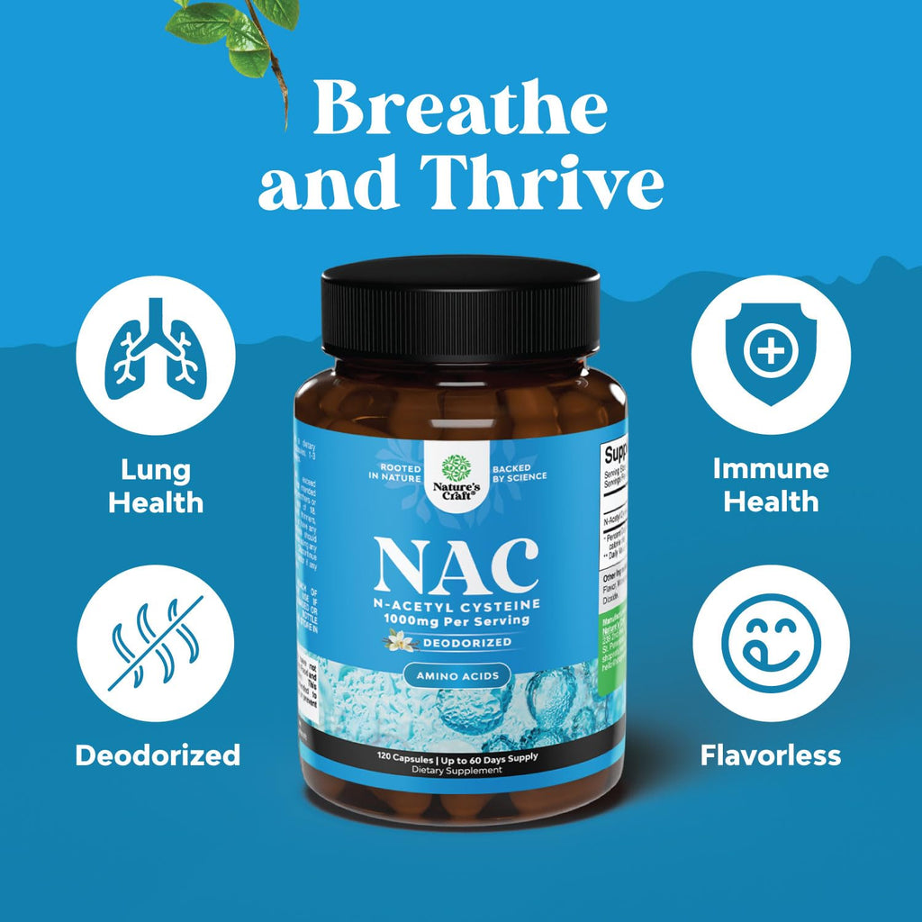 NAC 1000mg - Vegan N-Acetyl Cysteine for Liver Detox, Immunity & Lung Health (4 Months)