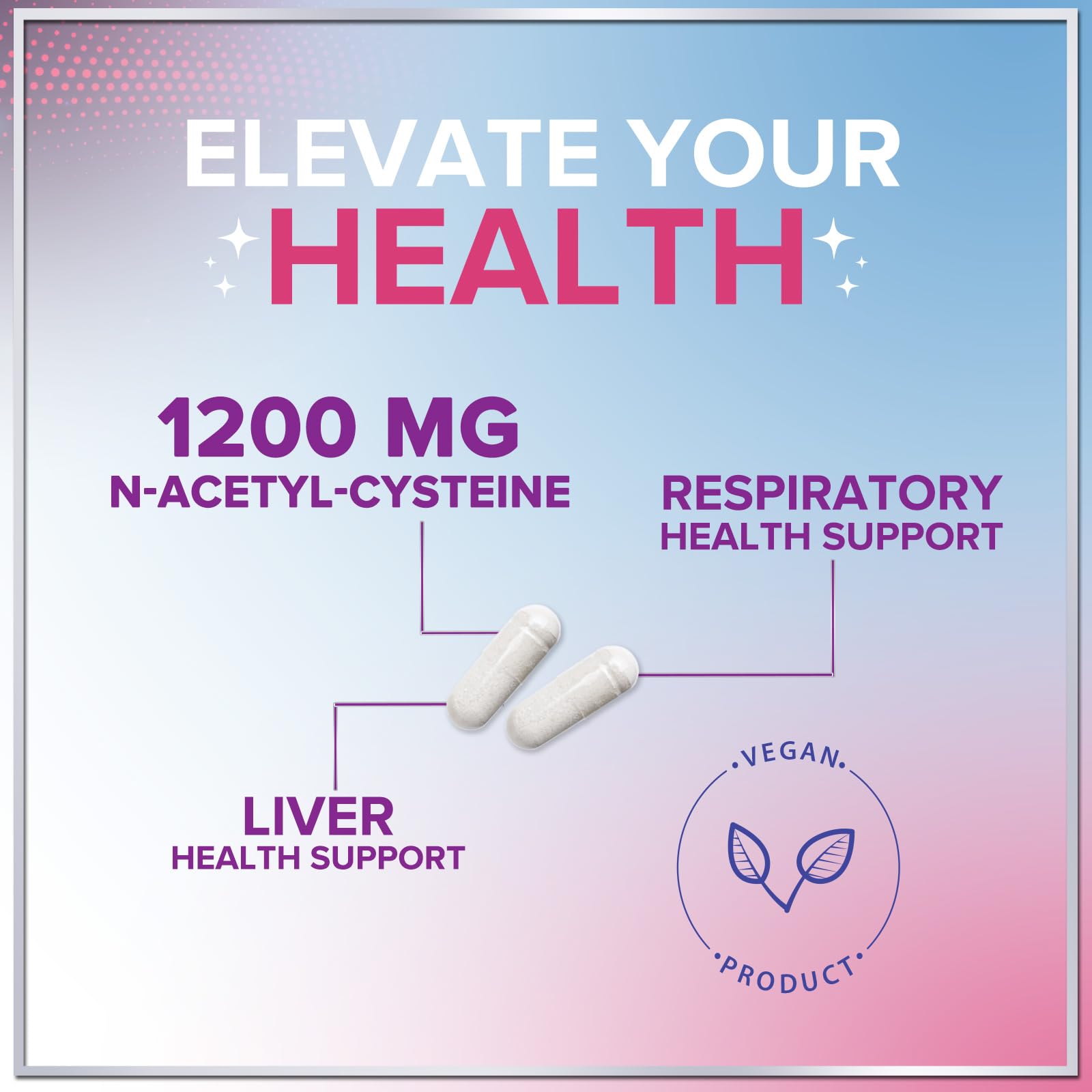 NAC 1200mg Supplement – Immune Support, Antioxidants, Liver & Lung Health | Made in USA, Vegan, Non-GMO, Gluten-Free | 60 Capsules
