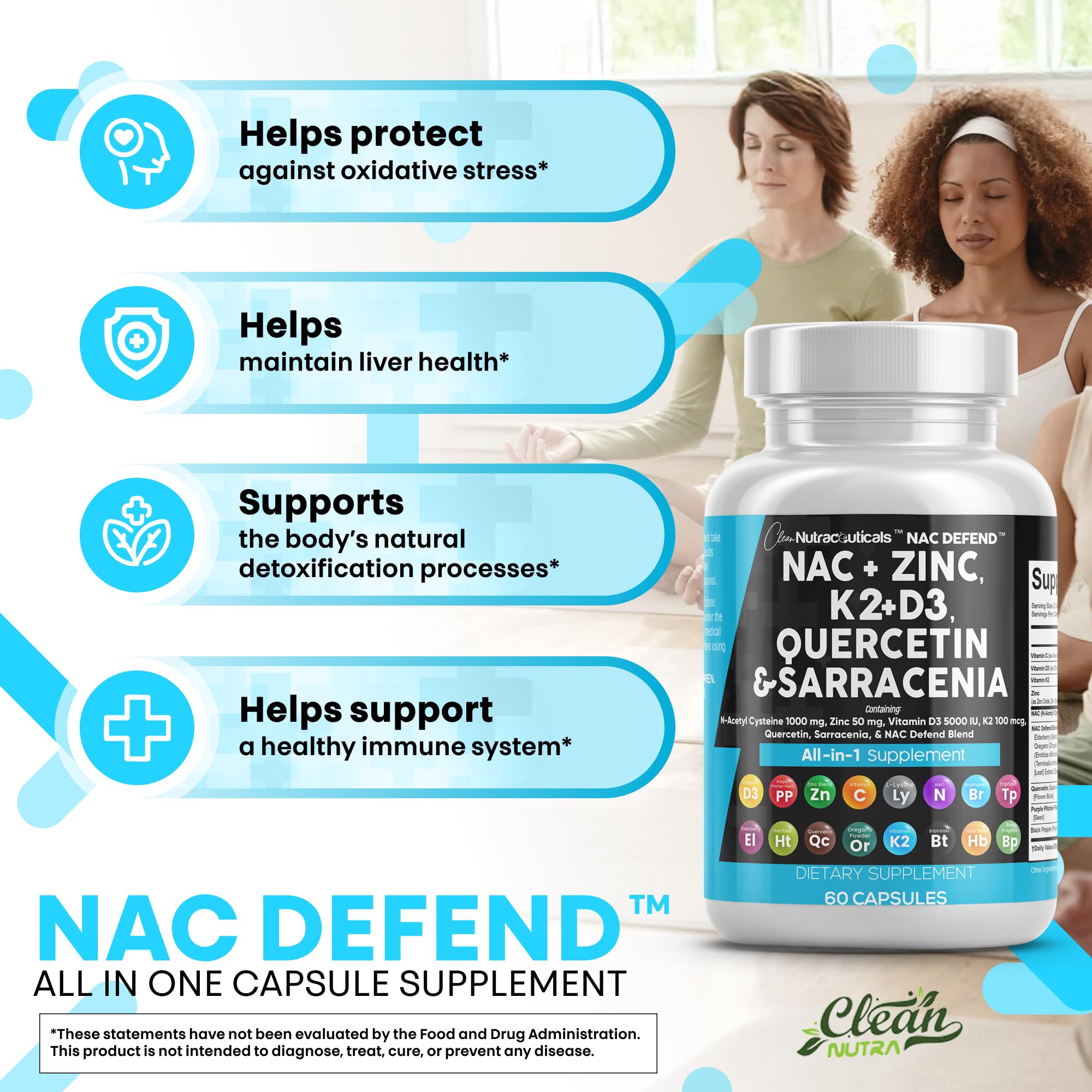 NAC 19-in-1 Immune Support: NAC, D3, K2, Zinc, Quercetin