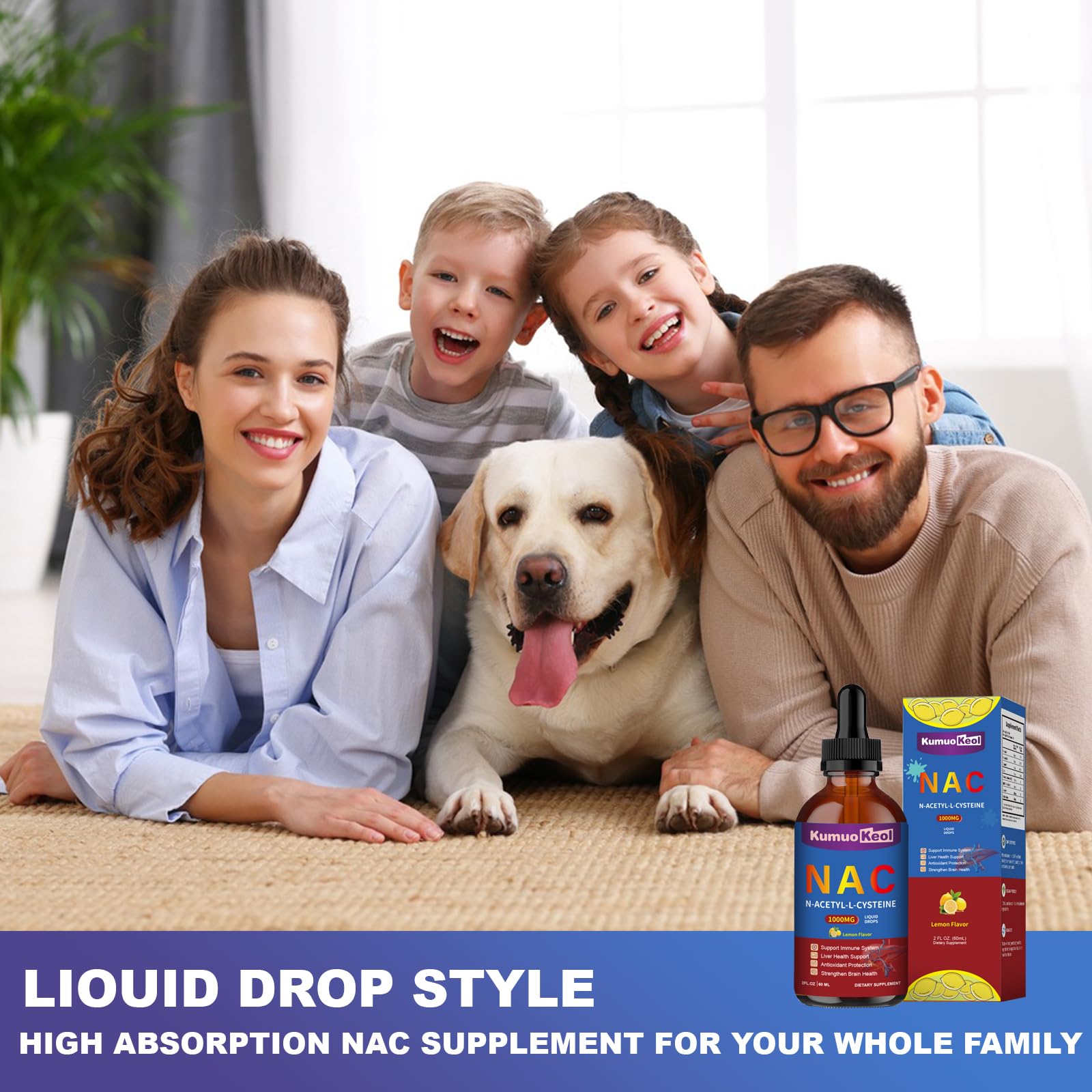 NAC 1000mg Drops with Quercetin & Zinc – N-Acetyl Cysteine Liquid (2 fl oz) for Adults & Kids
