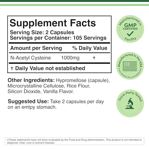 NAC N-Acetyl Cysteine 1000mg - 210 Capsules | Double Wood
