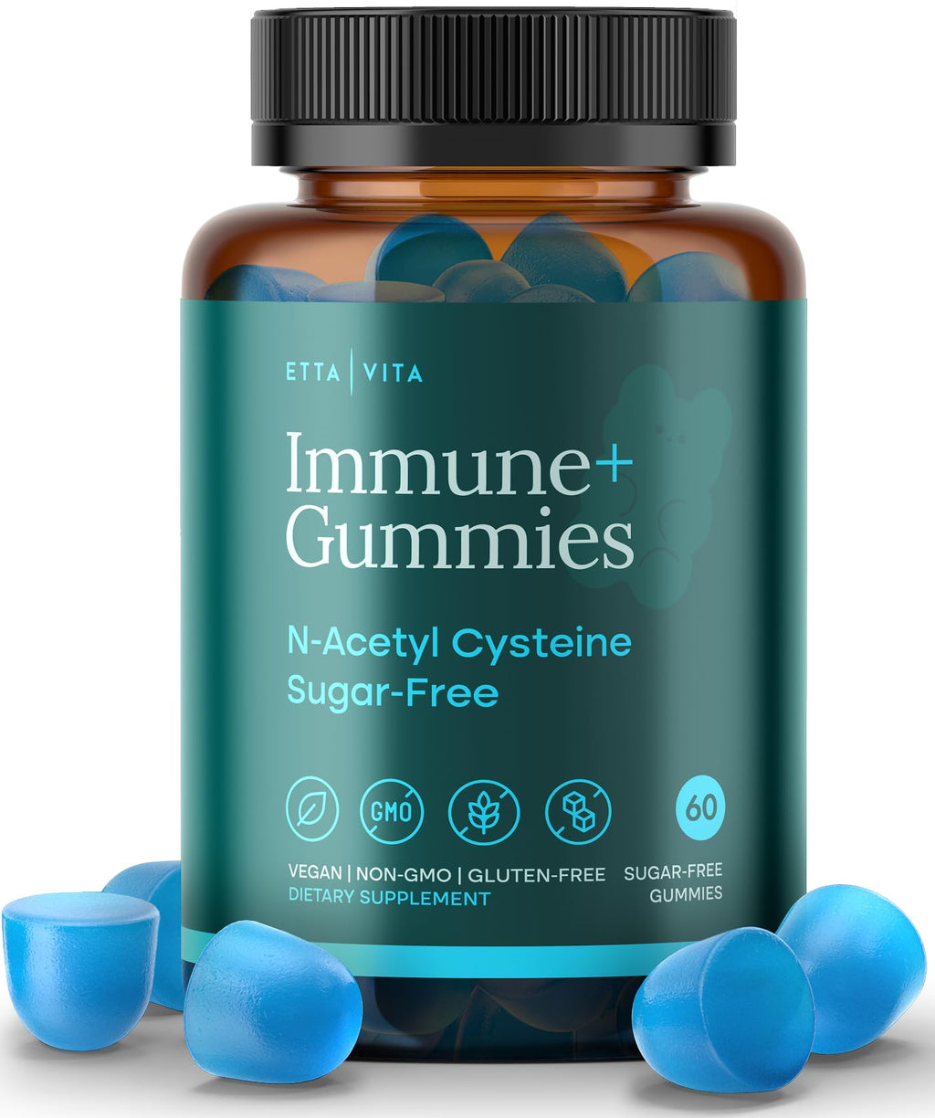 World's First Sugar-Free NAC Gummies – N-Acetyl Cysteine Supplement with MCT Oil Coating (60ct) | Respiratory Health & Liver Detox