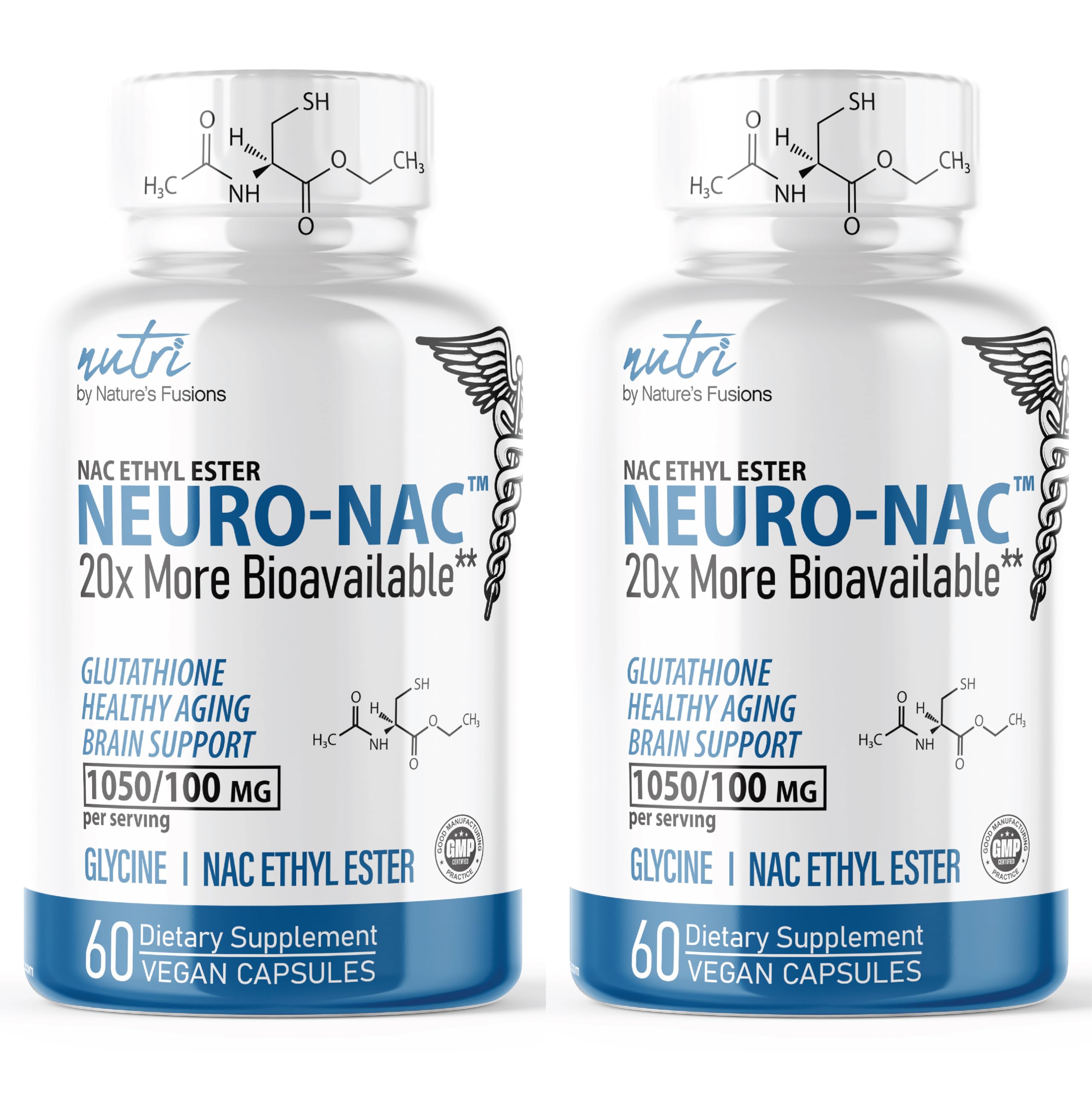 Nature's Fusions Neuro NAC with NACET – Pack of 2, 120 Capsules | 20x More Bioavailable NACET