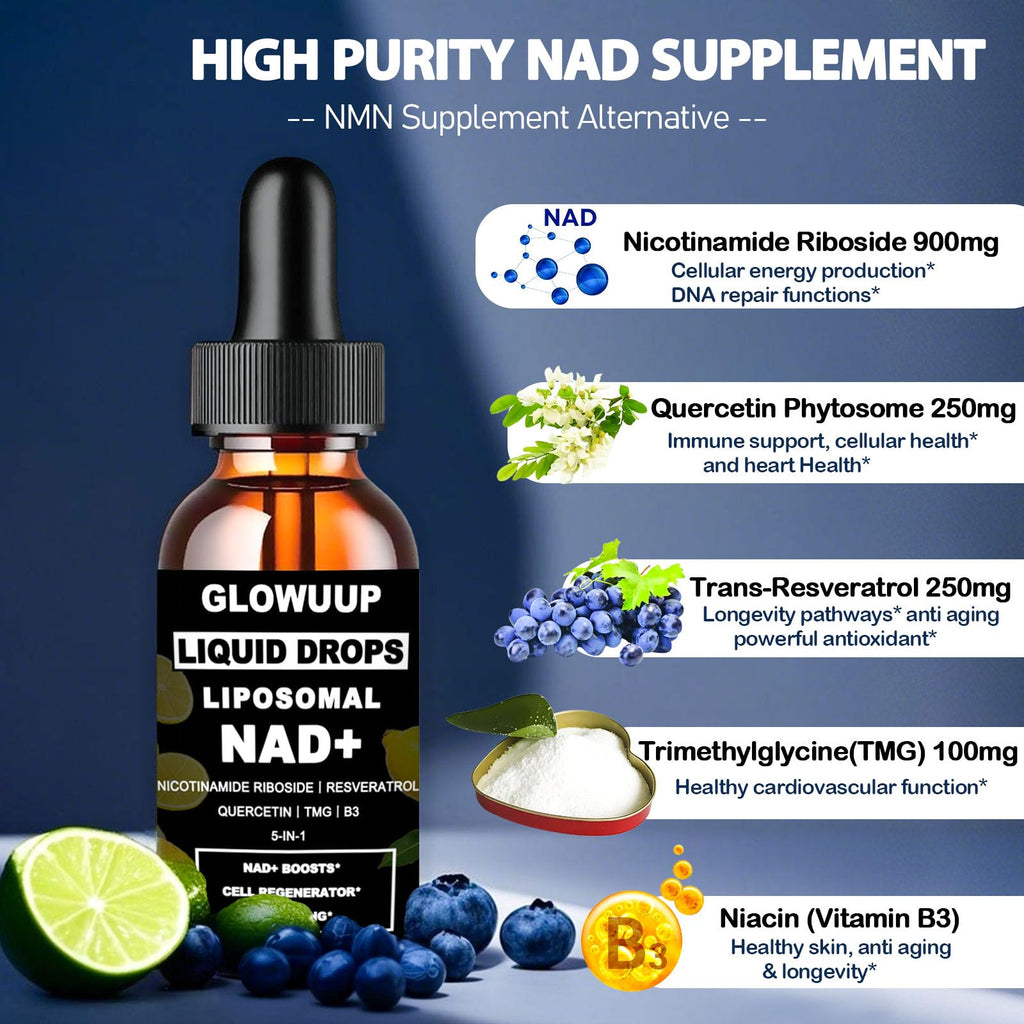 NAD+ Liposomal NR + Resveratrol 900mg | Energy & Longevity | GLOWUUP