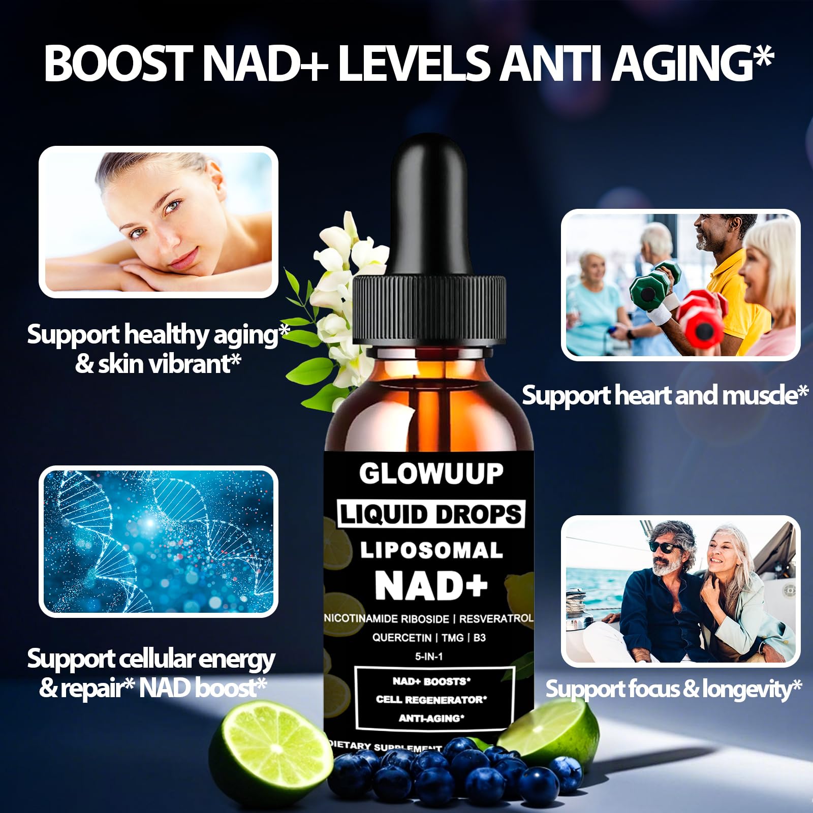 NAD+ Liposomal NR + Resveratrol 900mg | Energy & Longevity | GLOWUUP